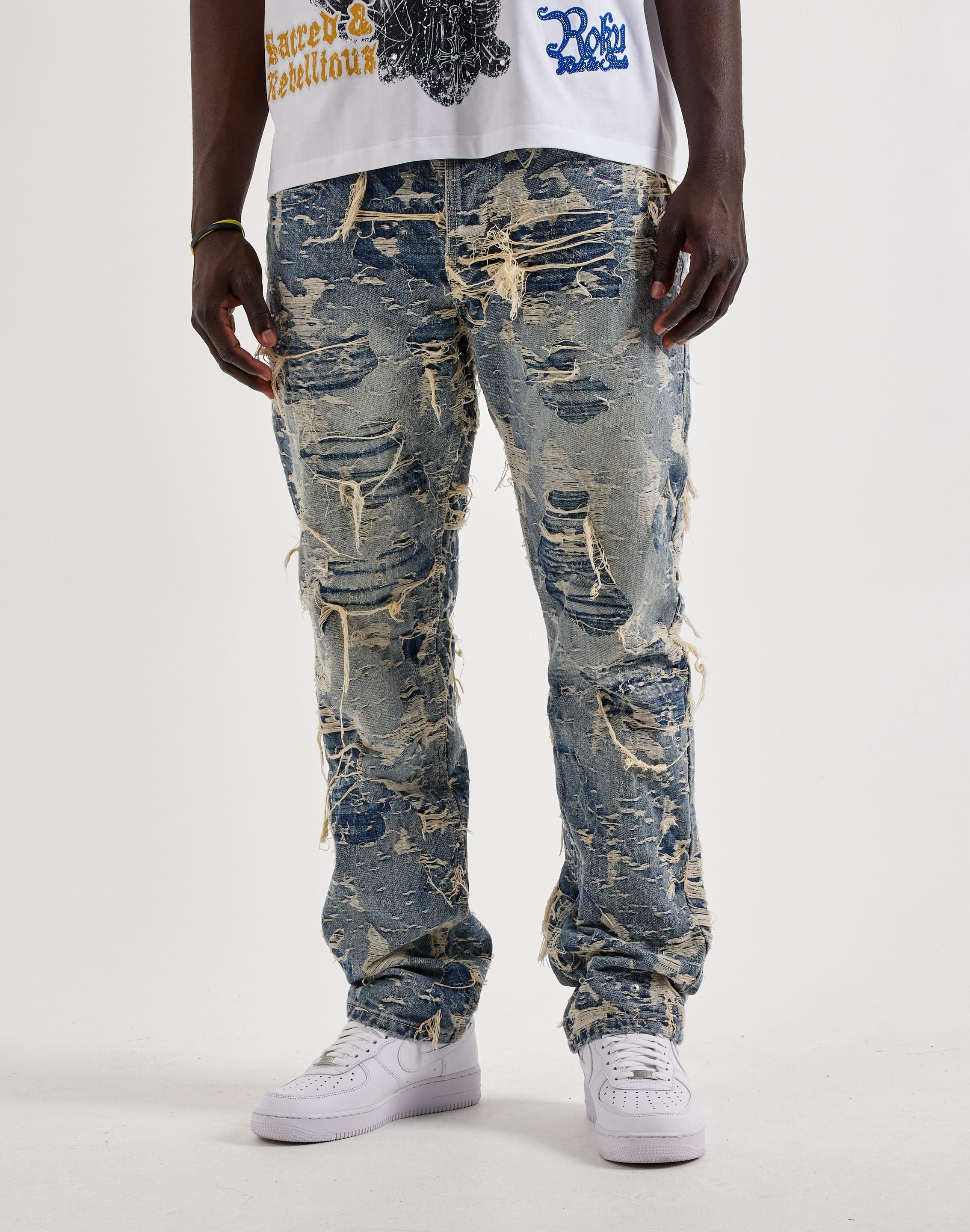 Photo of Smuggler's Moon Distressed Straight Denim Jeans
