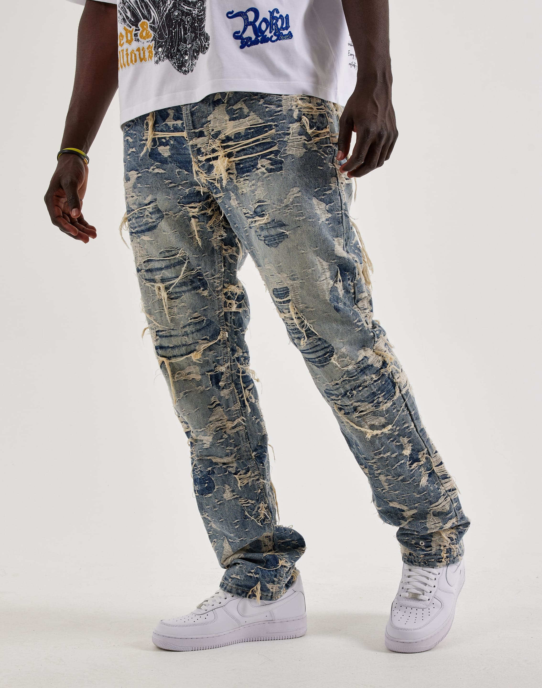 Photo of Smuggler's Moon Distressed Straight Denim Jeans