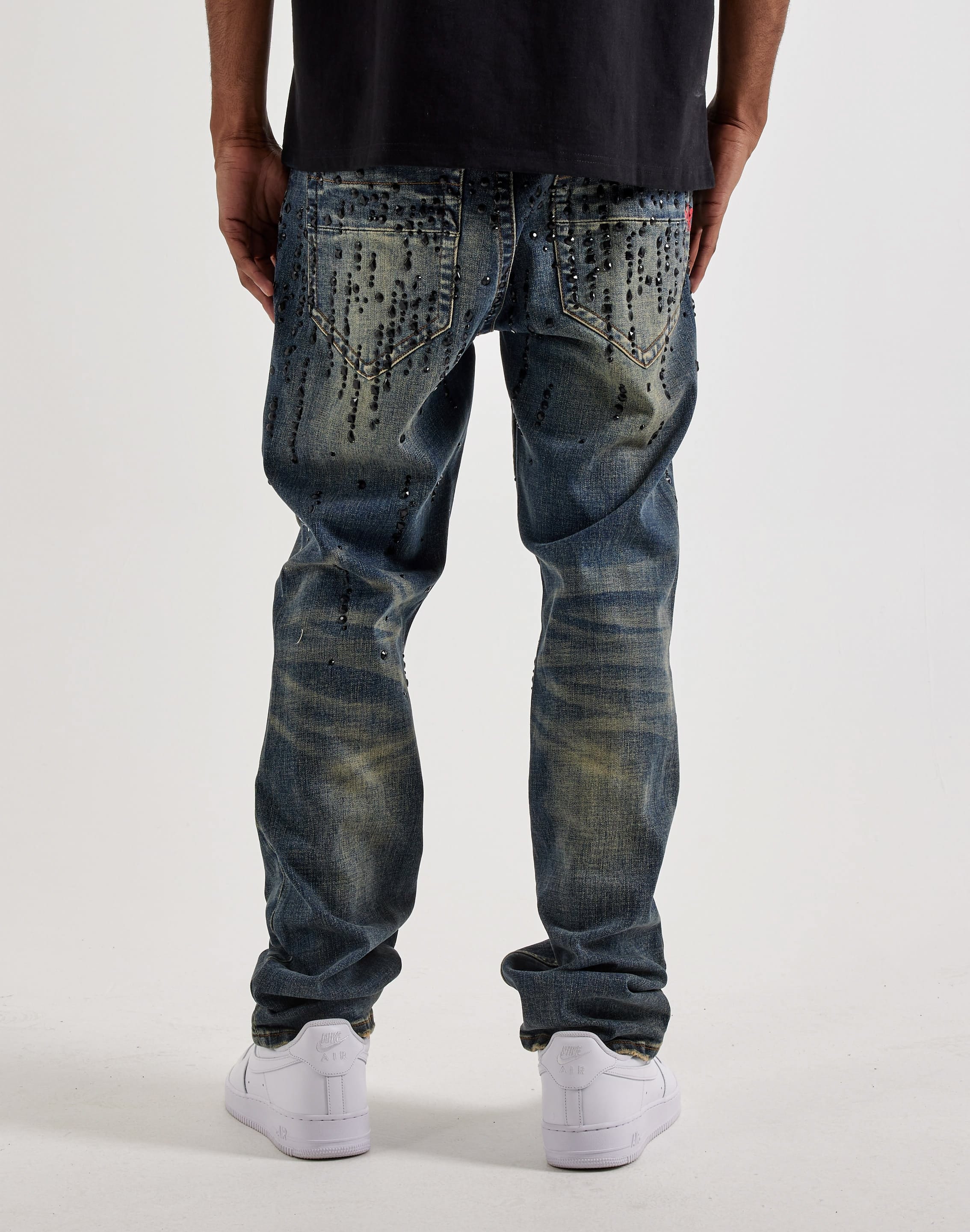 Photo of Smuggler's Moon Rhinestone Slim Distressed Denim Jeans