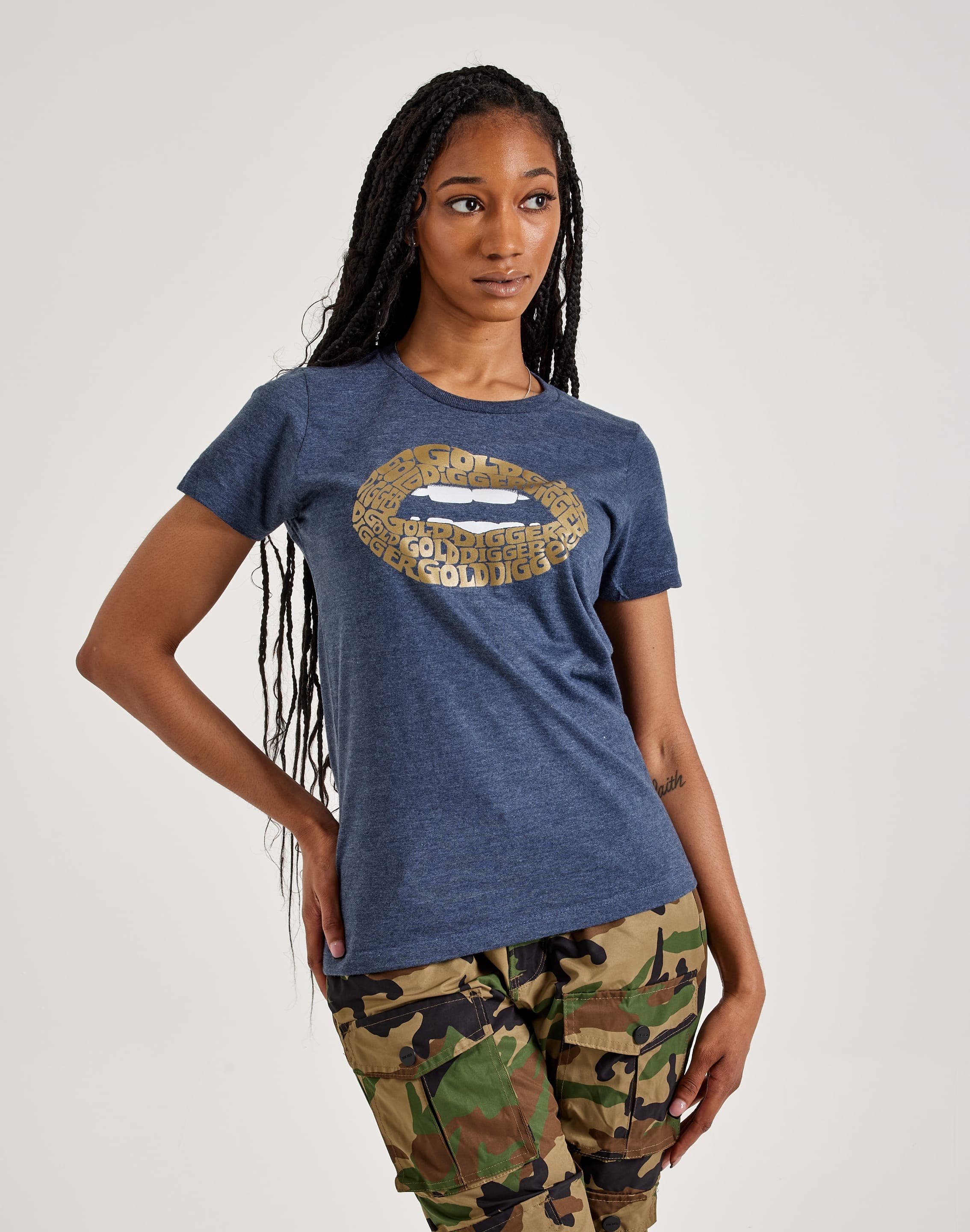 Photo of LA Pop Art Word Art Gold Digger Lips Tee