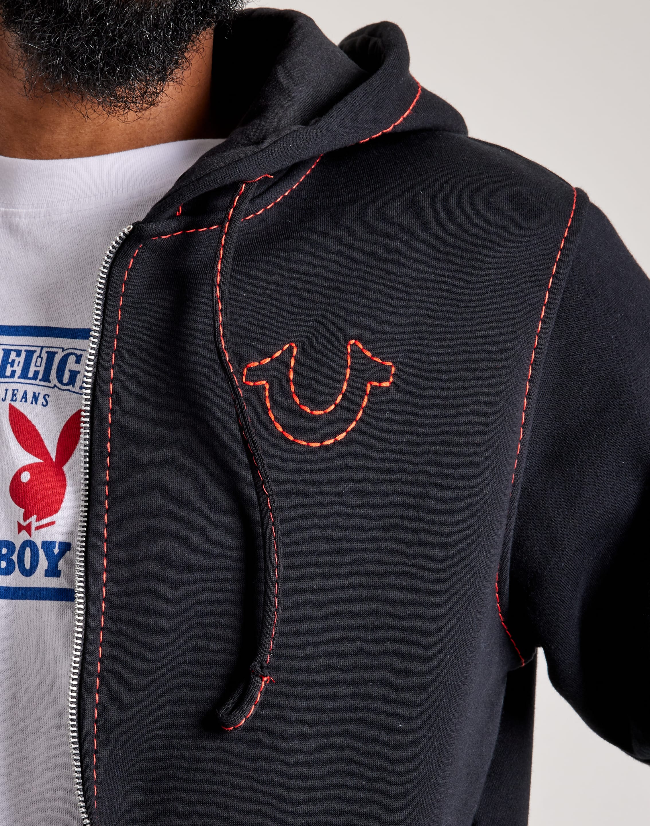 True Religion Zip Up Hoodie Jacket Red And Gray Prices Supreme