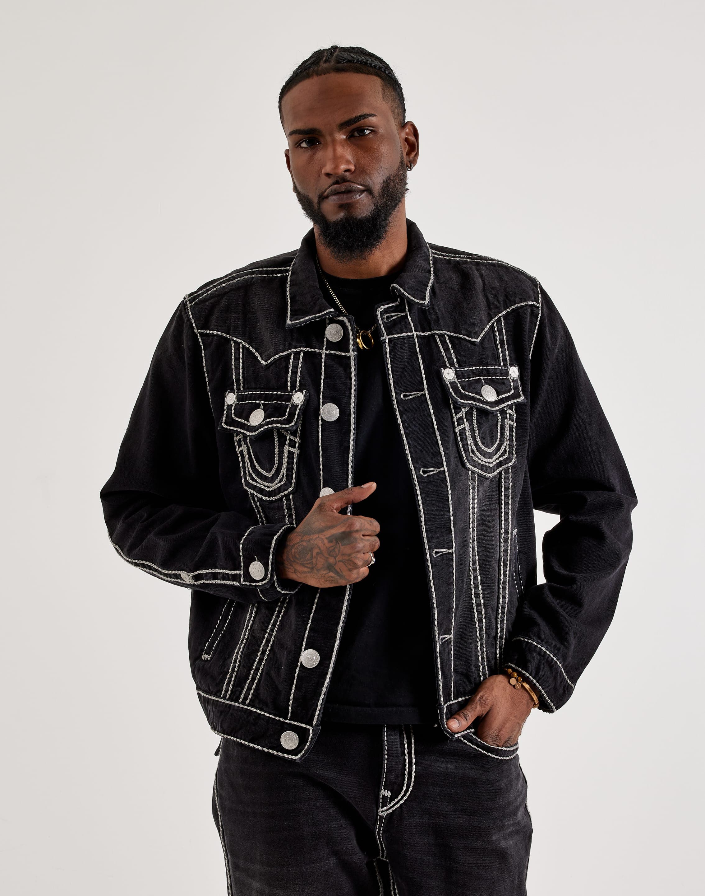 True Religion Jimmy Marled Rope Stitch Denim Jacket – DTLR