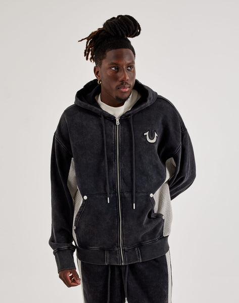 True Religion Mesh Inset Full-Zip Fleece Hoodie – DTLR
