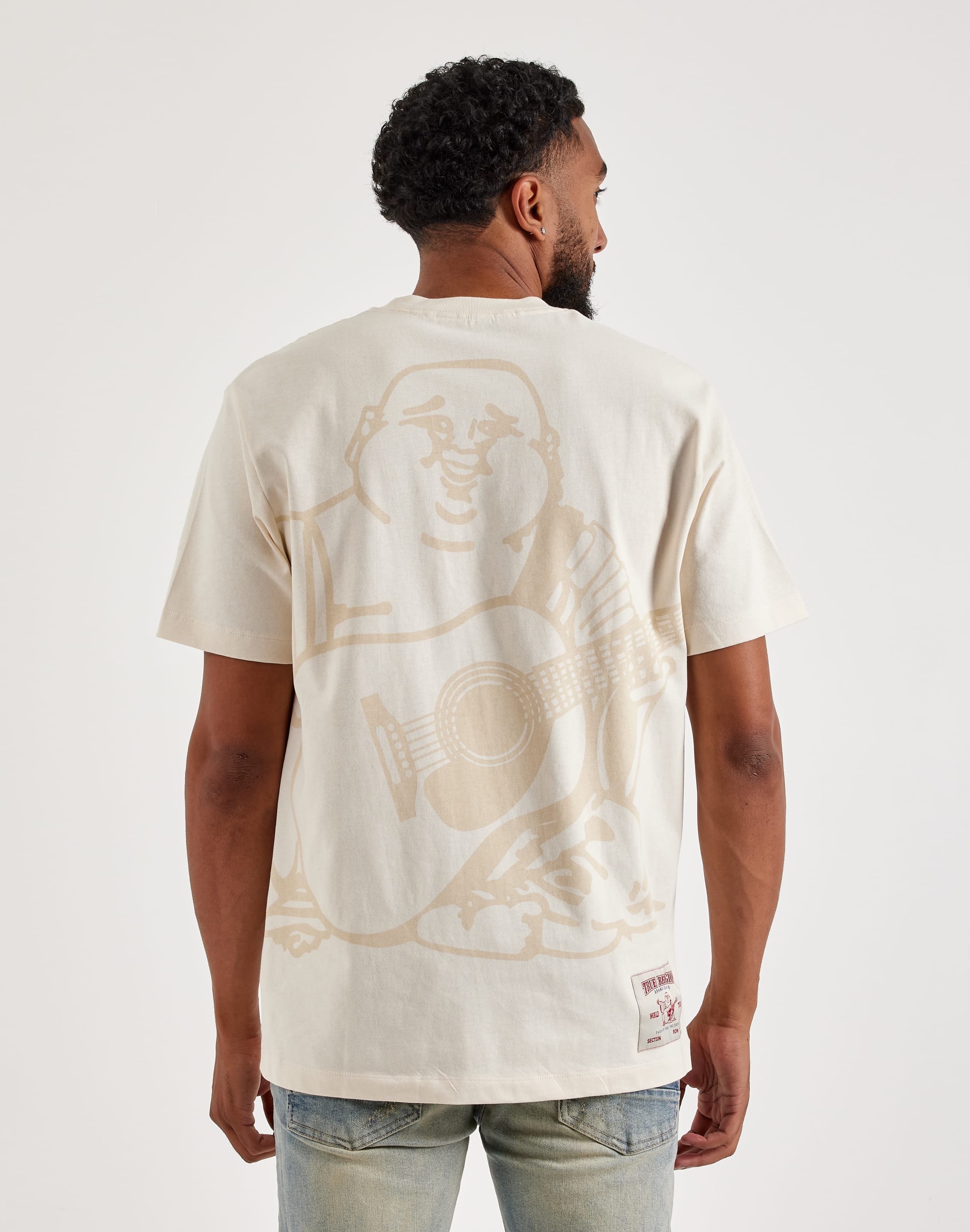 T-shirt Homme 'Free Tibet Buddha In Meditation' - Blanc - Coton - Coupe Classique