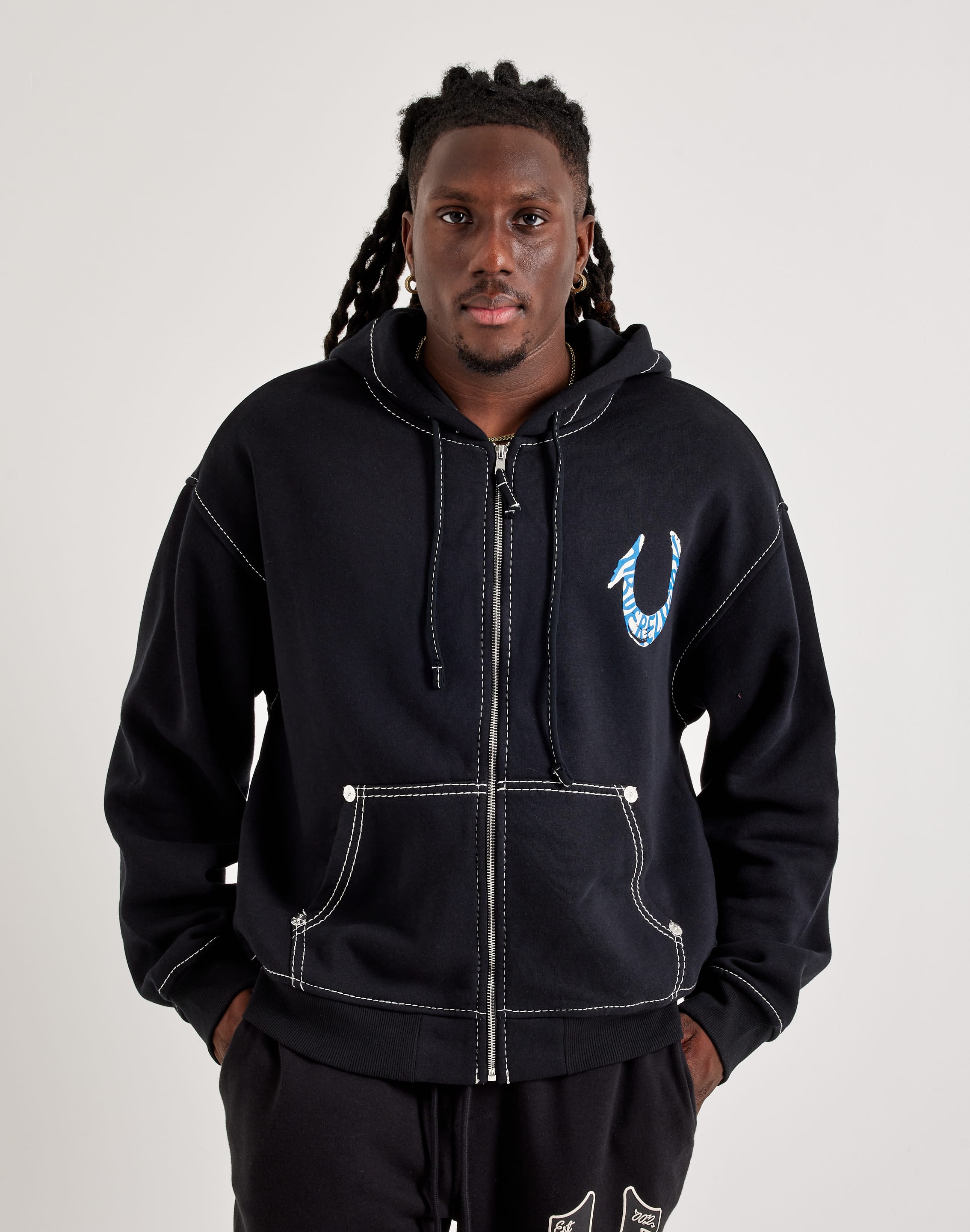 True Religion Horseshoe Paint Big-T Zip Fleece Hoodie – DTLR