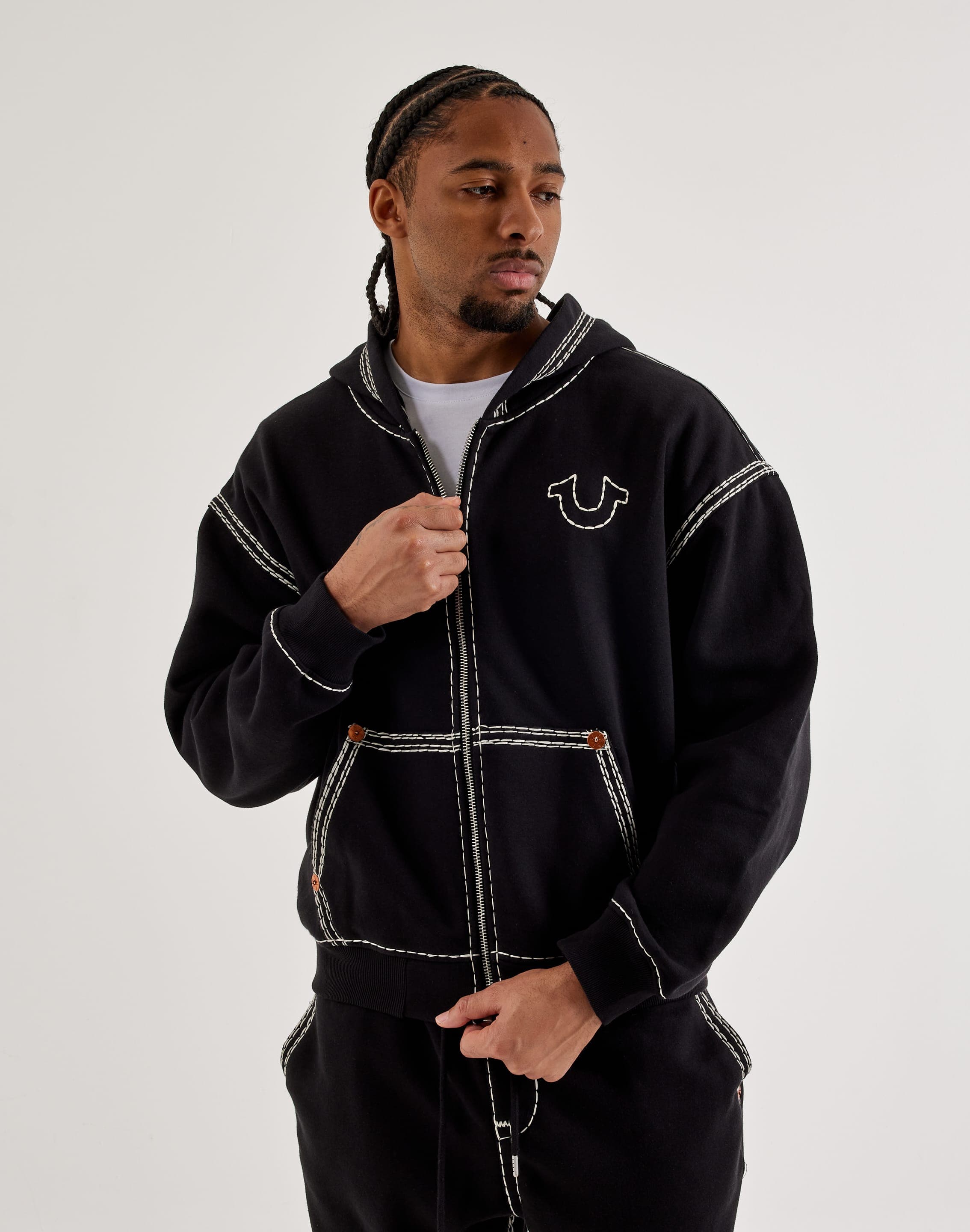 TRUE RELIGION パーカー True Religion Super QT Cinched Full-Zip Fleece Hoodie – DTLR