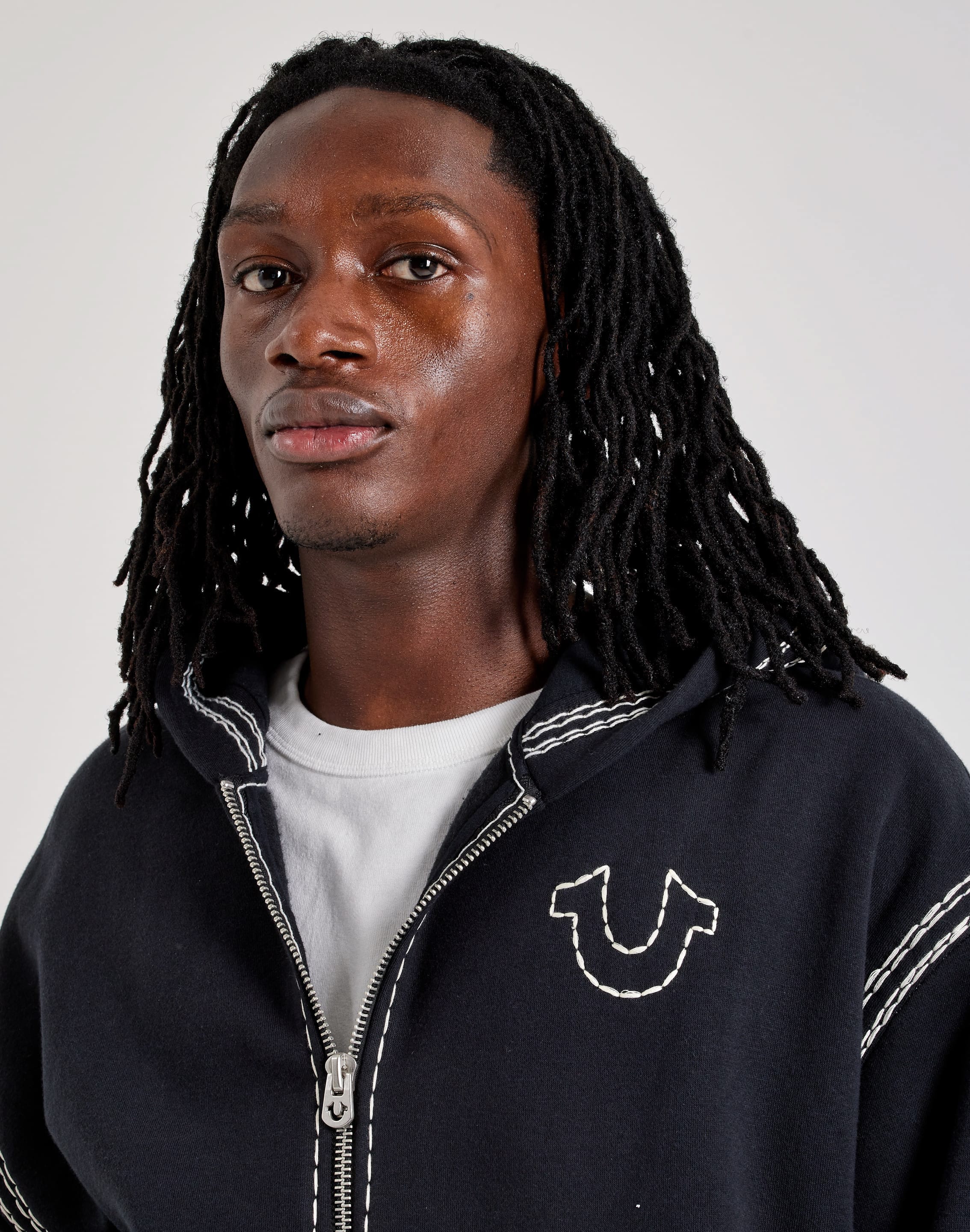 Photo of True Religion Super QT Cinched Full-Zip Fleece Hoodie