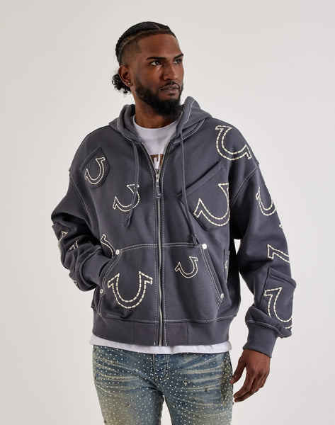 True Religion Big T Cinched Full-Zip Fleece Hoodie – DTLR