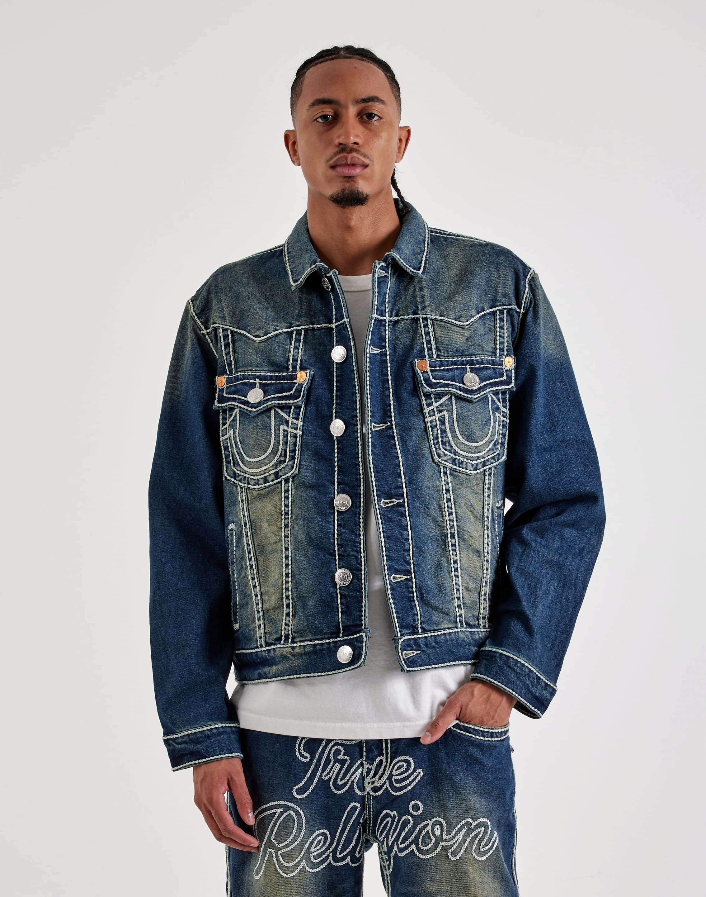 Photo of True Religion Jimmy Ropestitch Oversized Denim Jacket