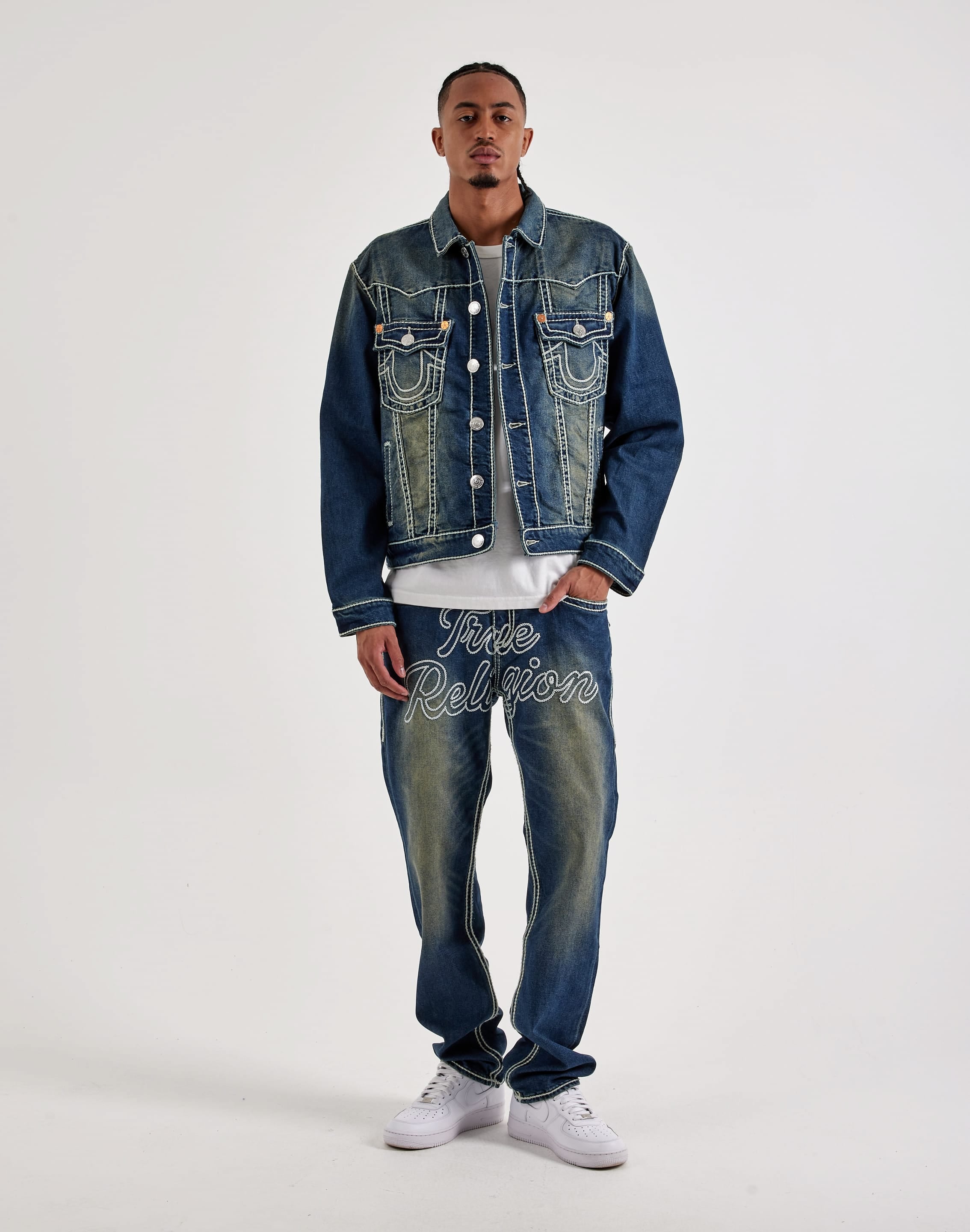 Photo of True Religion Ricky Flap Ropestitch Straight Denim Jeans