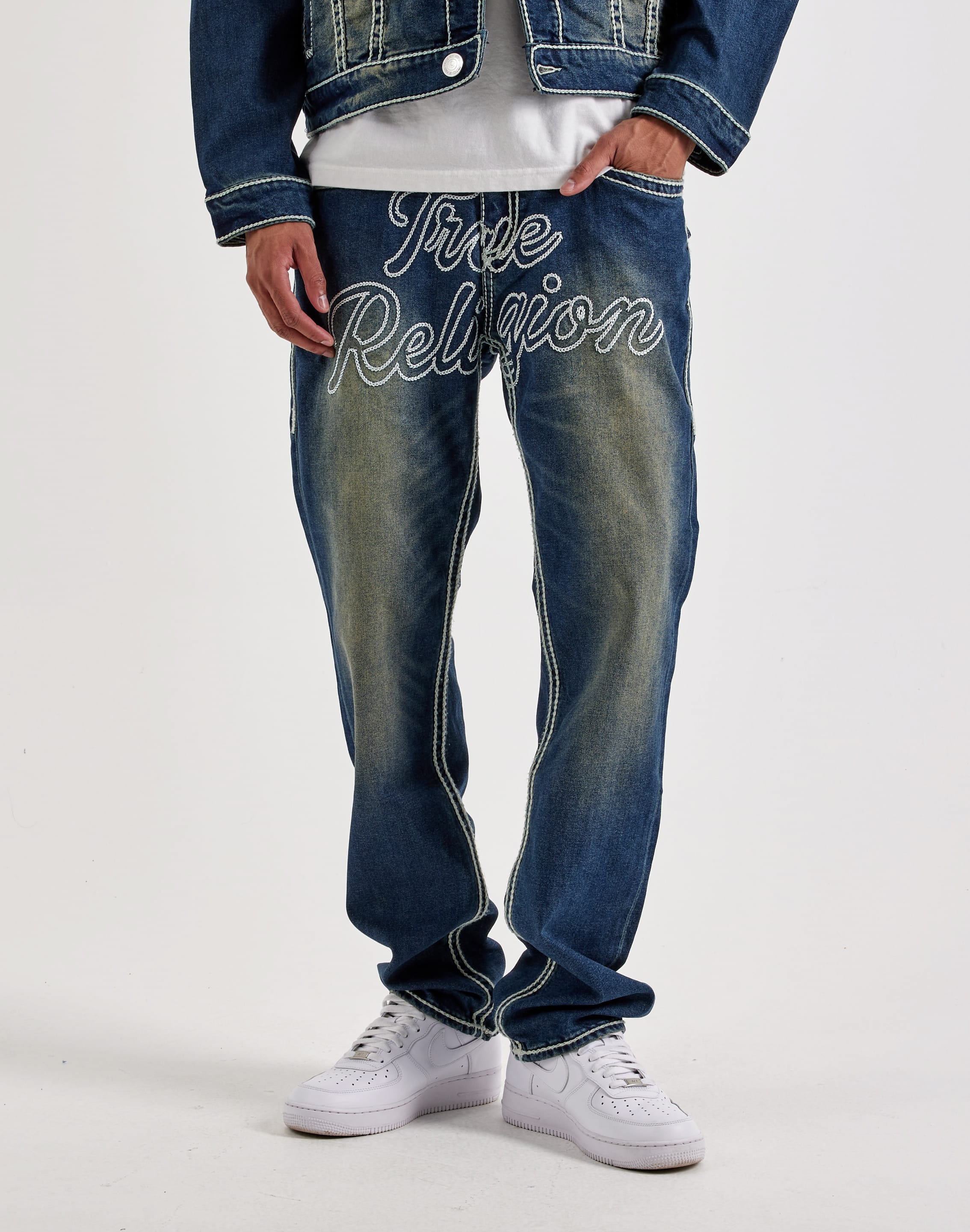 Photo of True Religion Ricky Flap Ropestitch Straight Denim Jeans