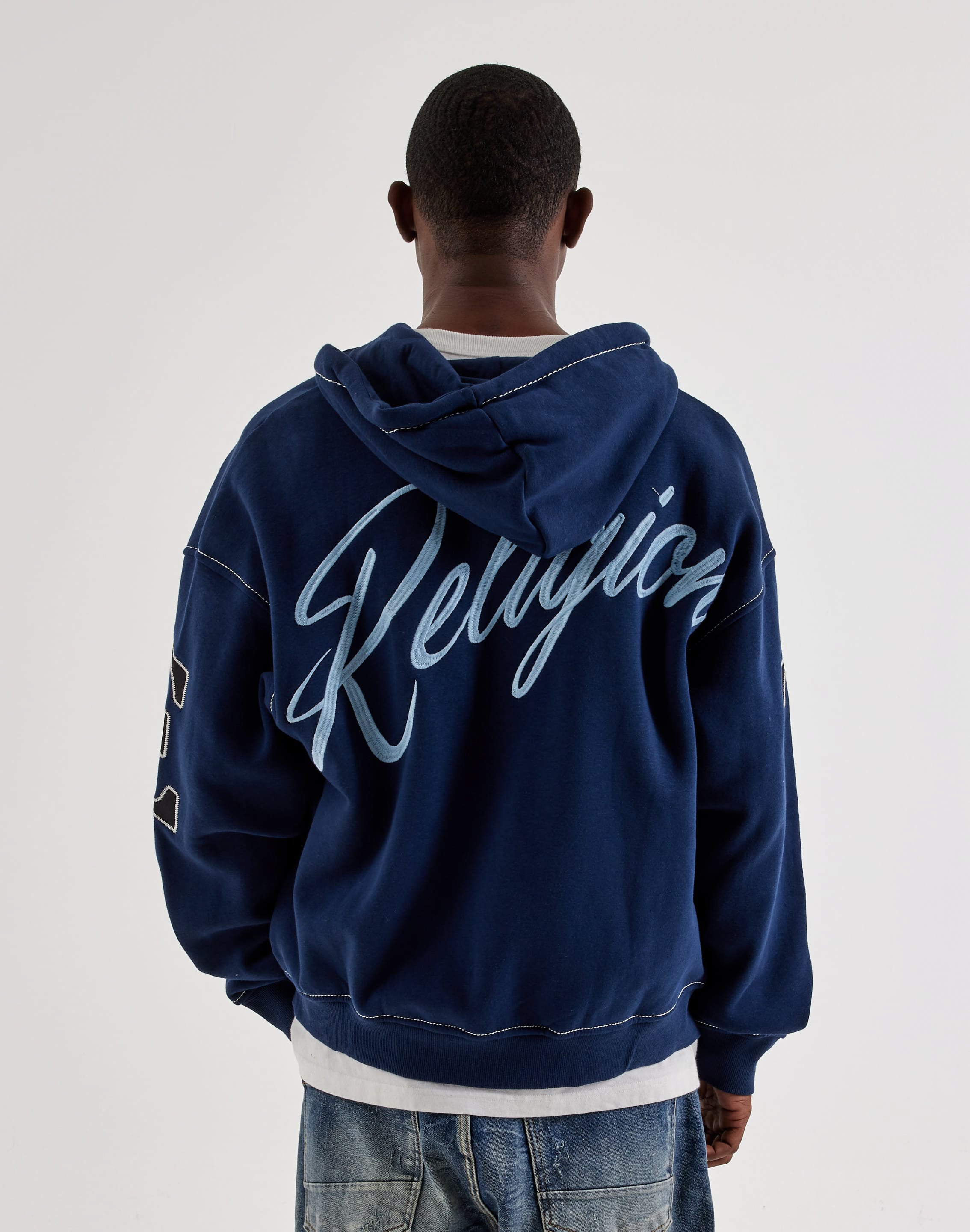 True Religion Stencil Logo Boxy Full-Zip Fleece Hoodie, image 2 of 4