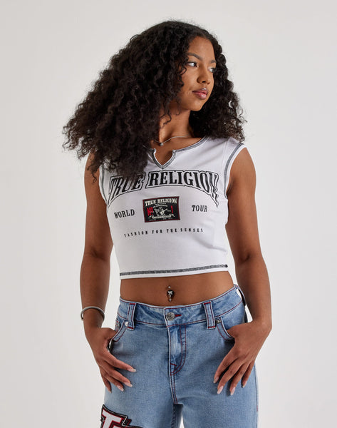 True Religion V-Notch Raglan Cap-Sleeve Tee – DTLR