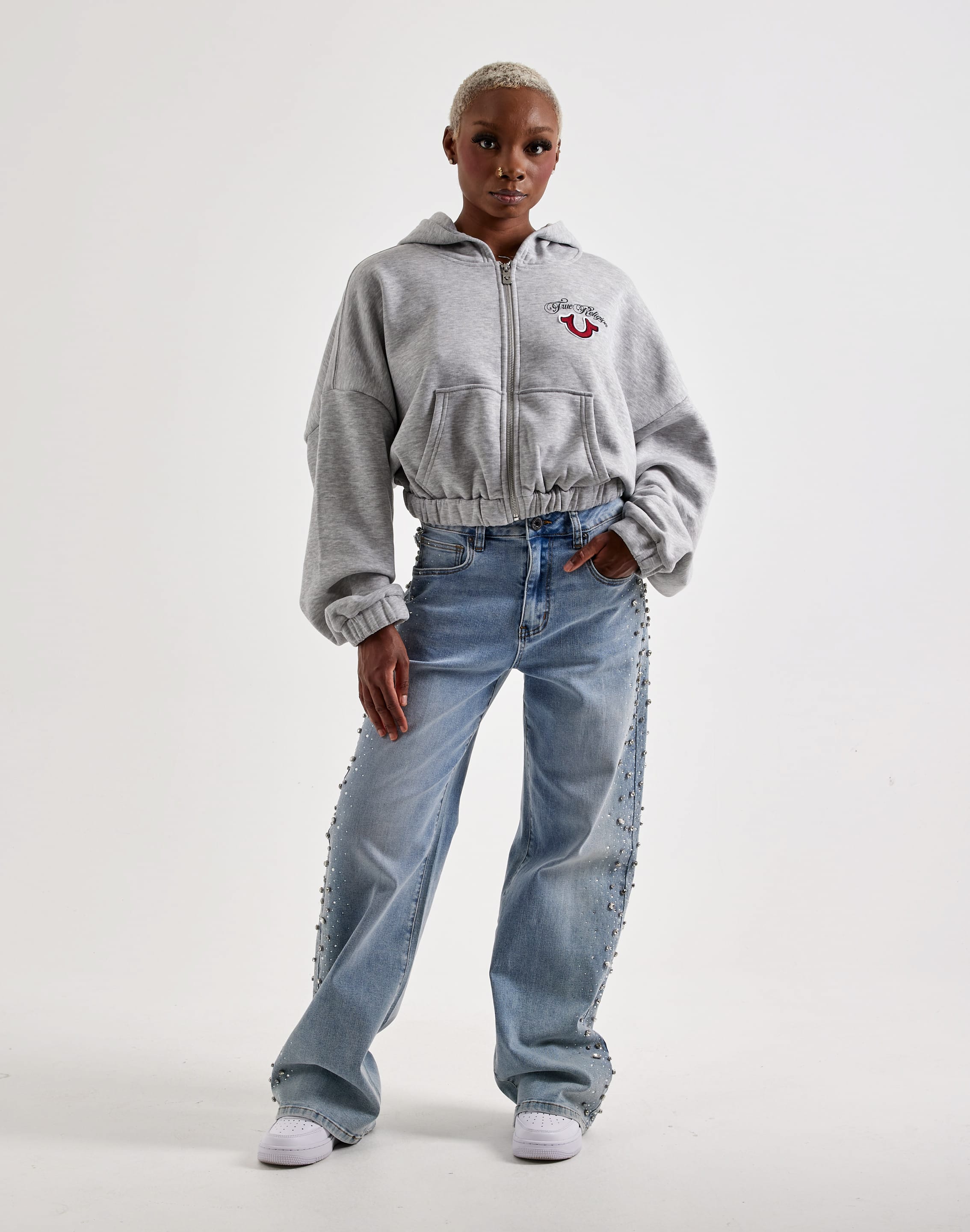 Photo of True Religion Applique Full-Zip Fleece Hoodie