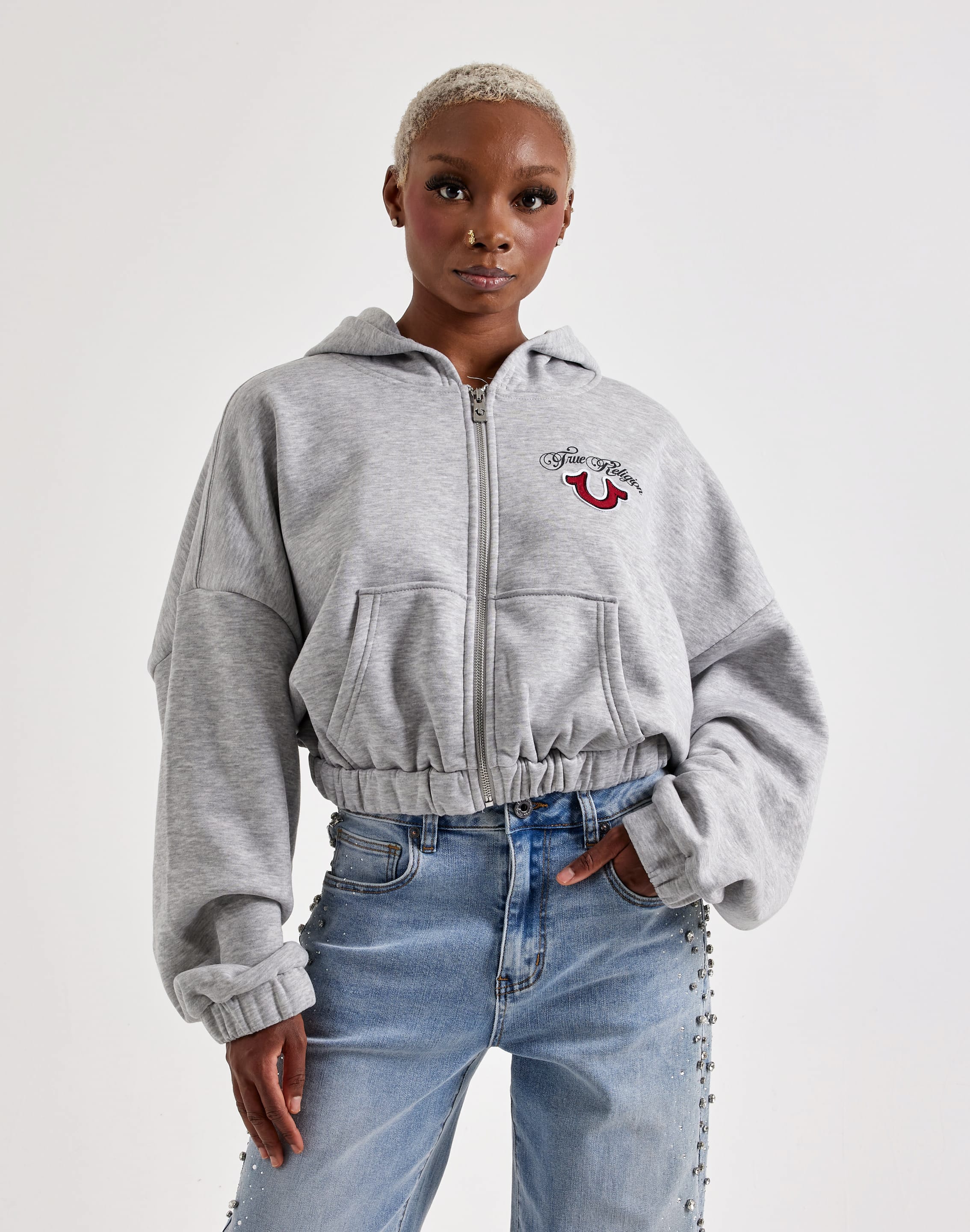 Photo of True Religion Applique Full-Zip Fleece Hoodie