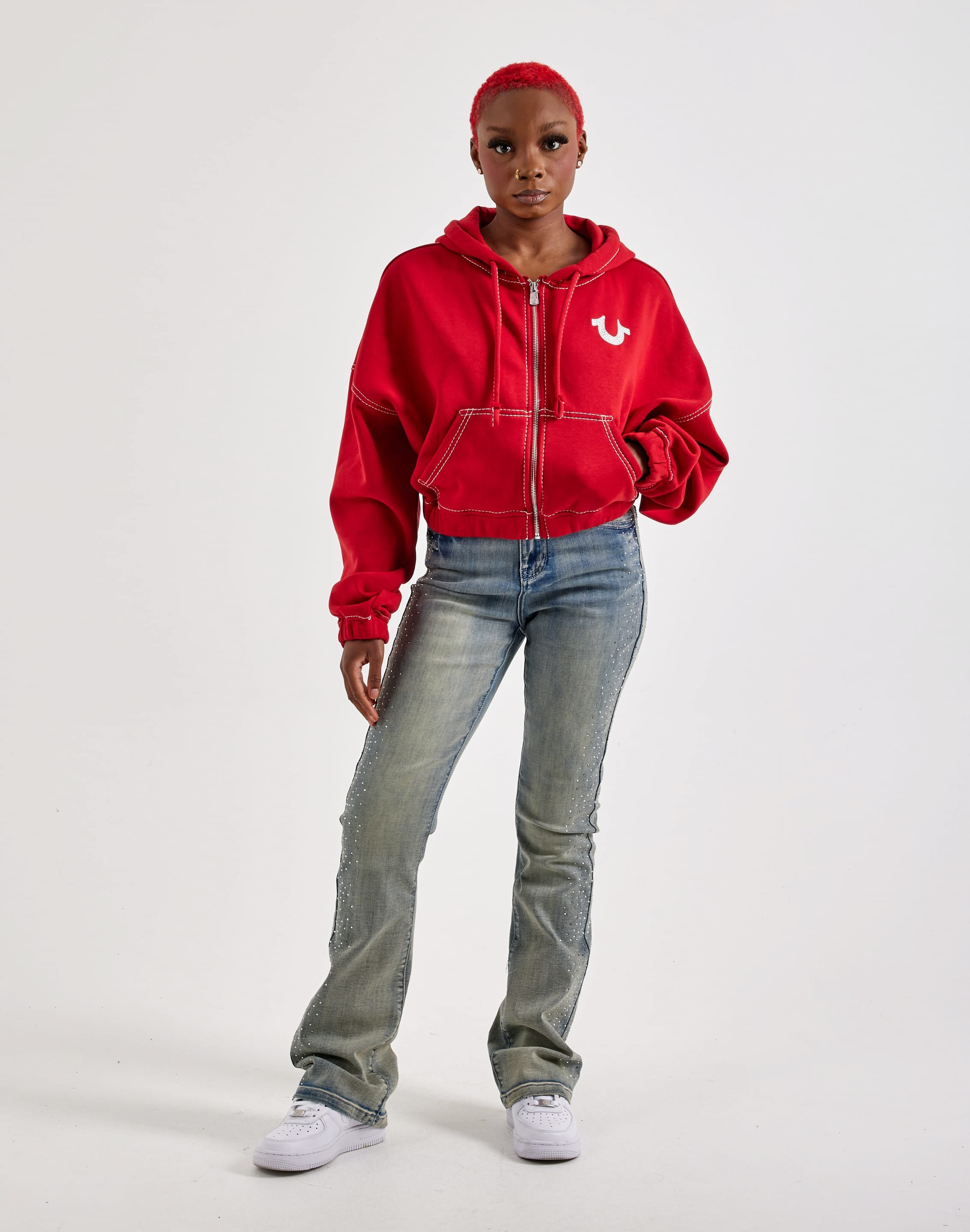 Photo of True Religion Big T Crystal Girlfriend Full-Zip Fleece Hoodie