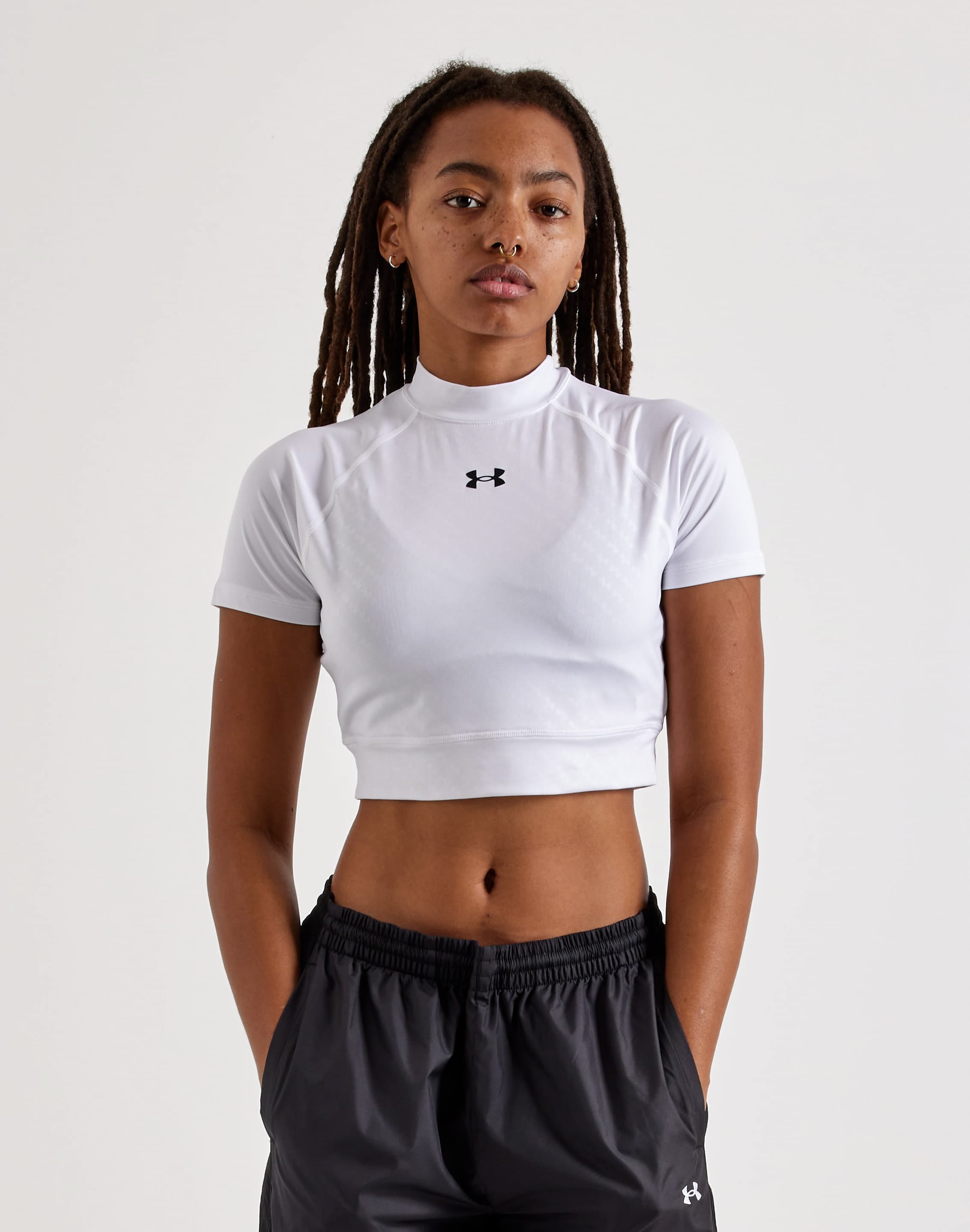 Photo of Under Armour Emboss Crop Mock Short-Sleeve Top
