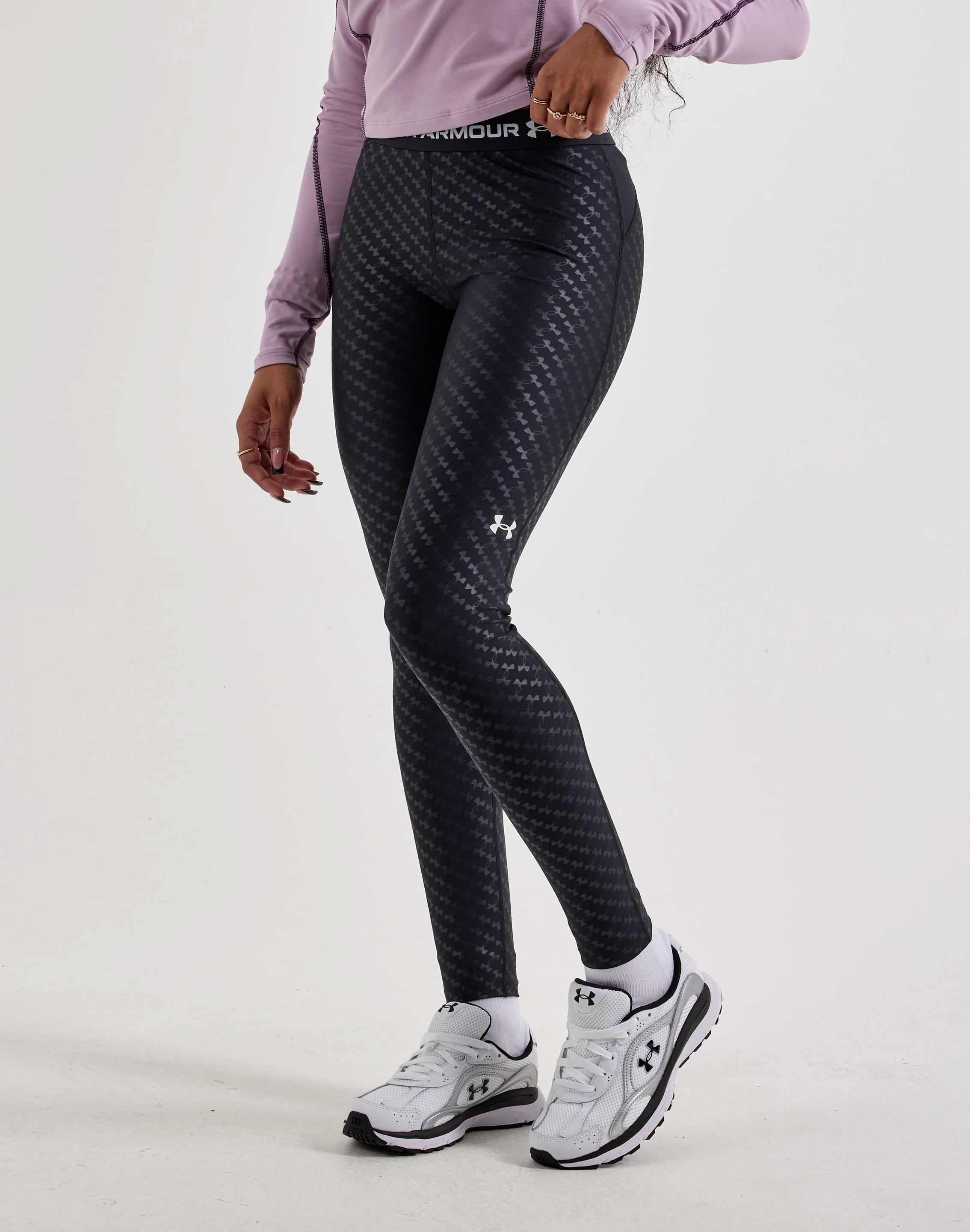 Under Armour HeatGear Embossed Logo Leggings, image 1 of 4