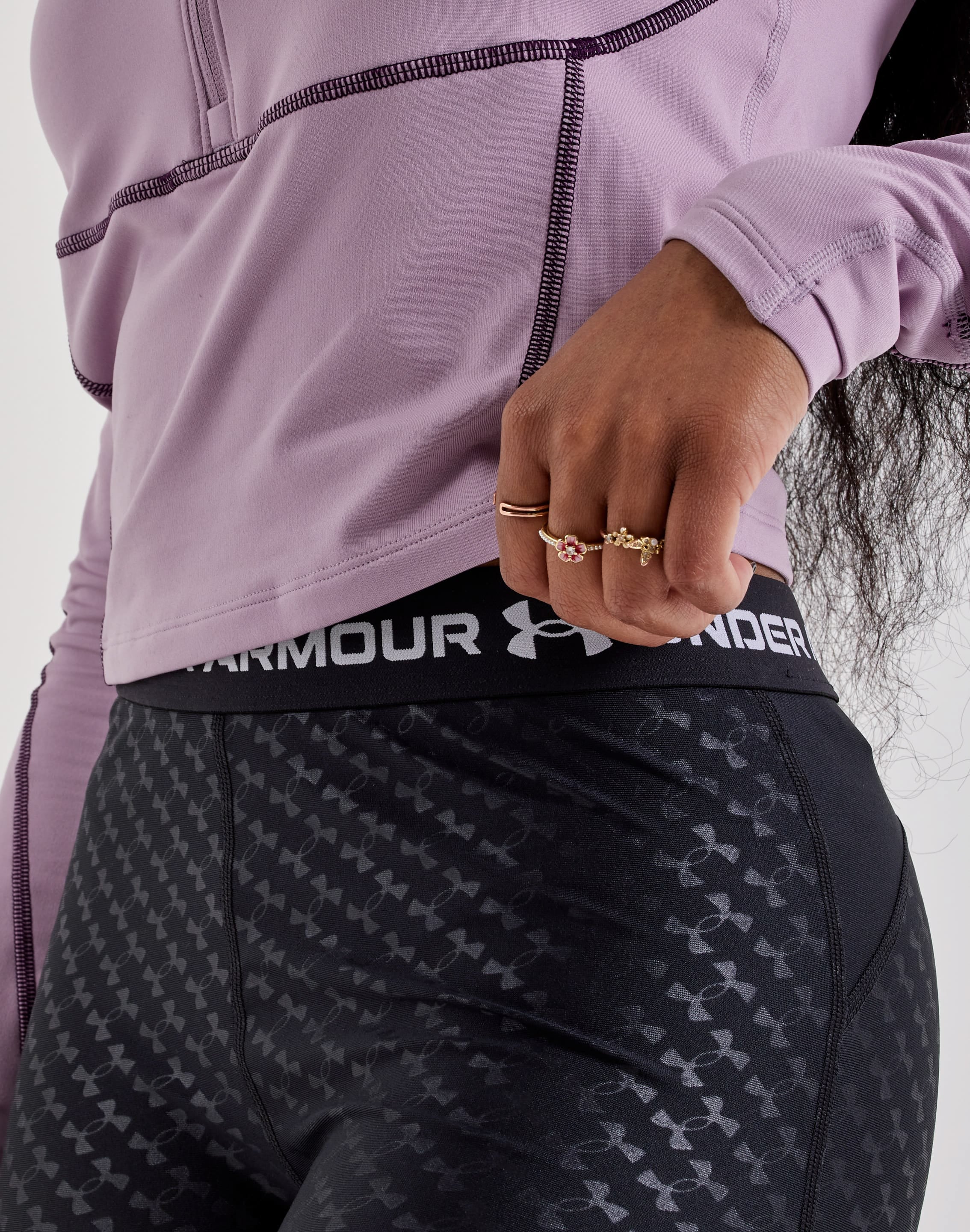 Under Armour HeatGear Embossed Logo Leggings, image 2 of 4