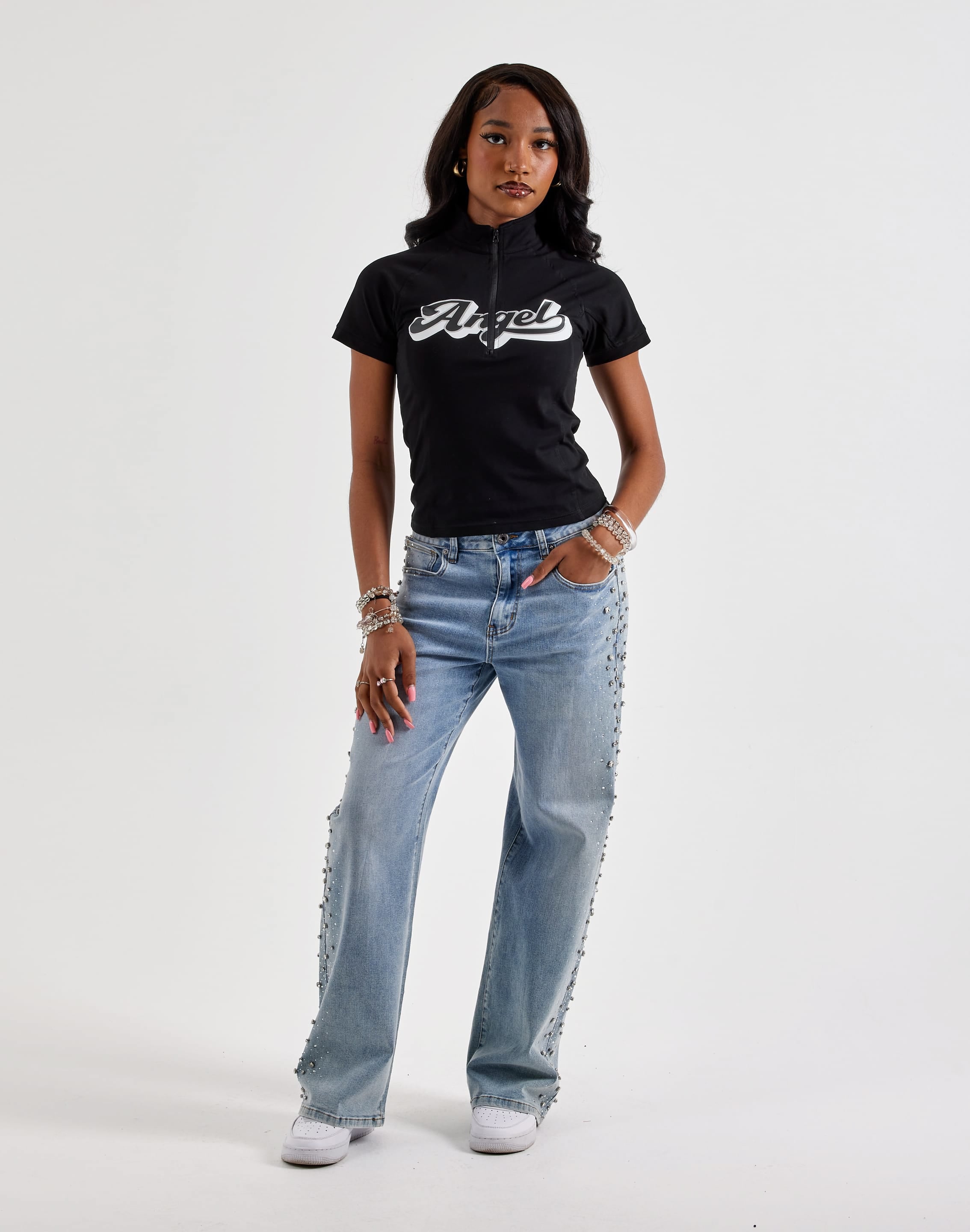 Urban Nation Angel Fitted Quarter-Zip Tee, image 4 of 4