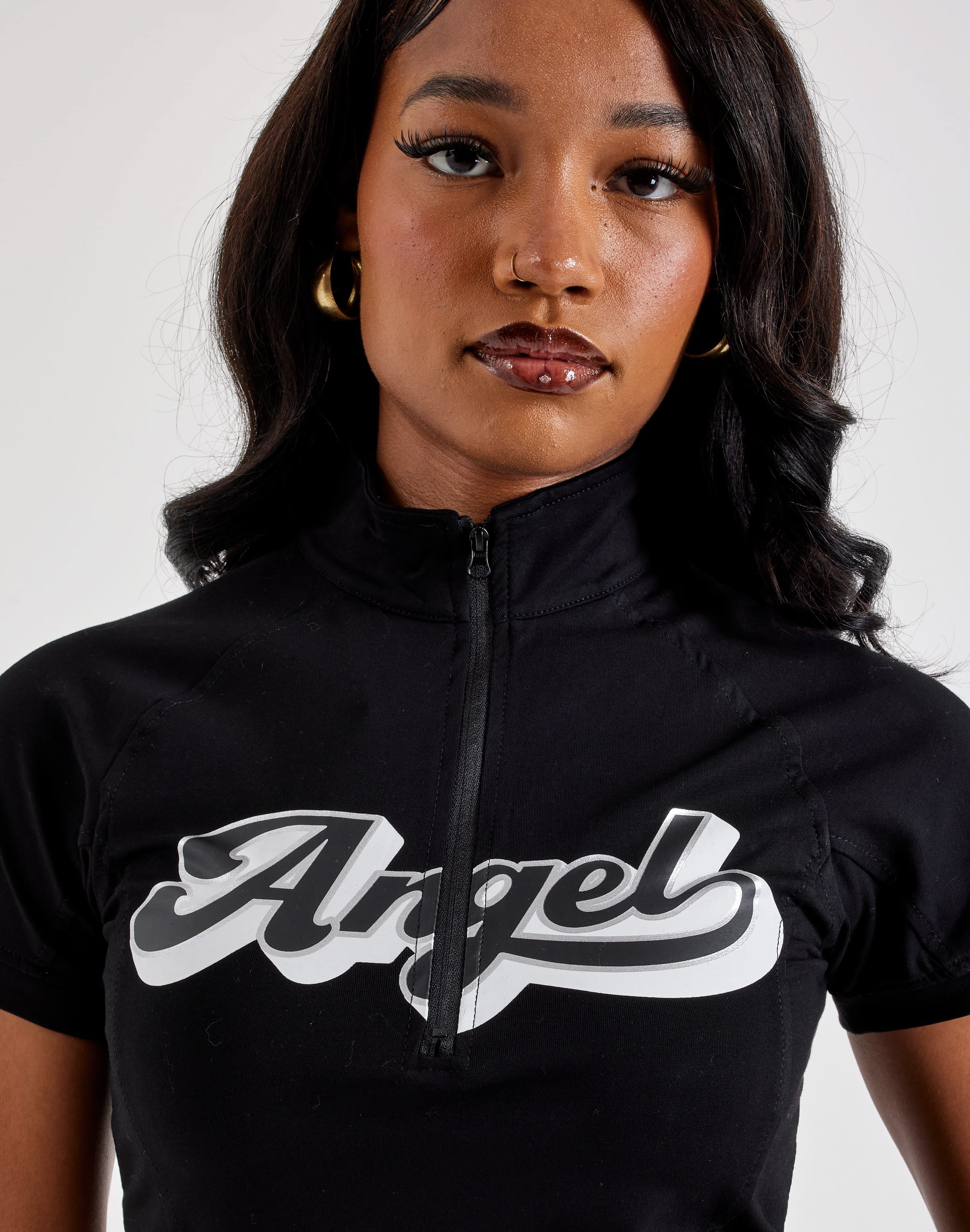 Urban Nation Angel Fitted Quarter-Zip Tee, image 2 of 4