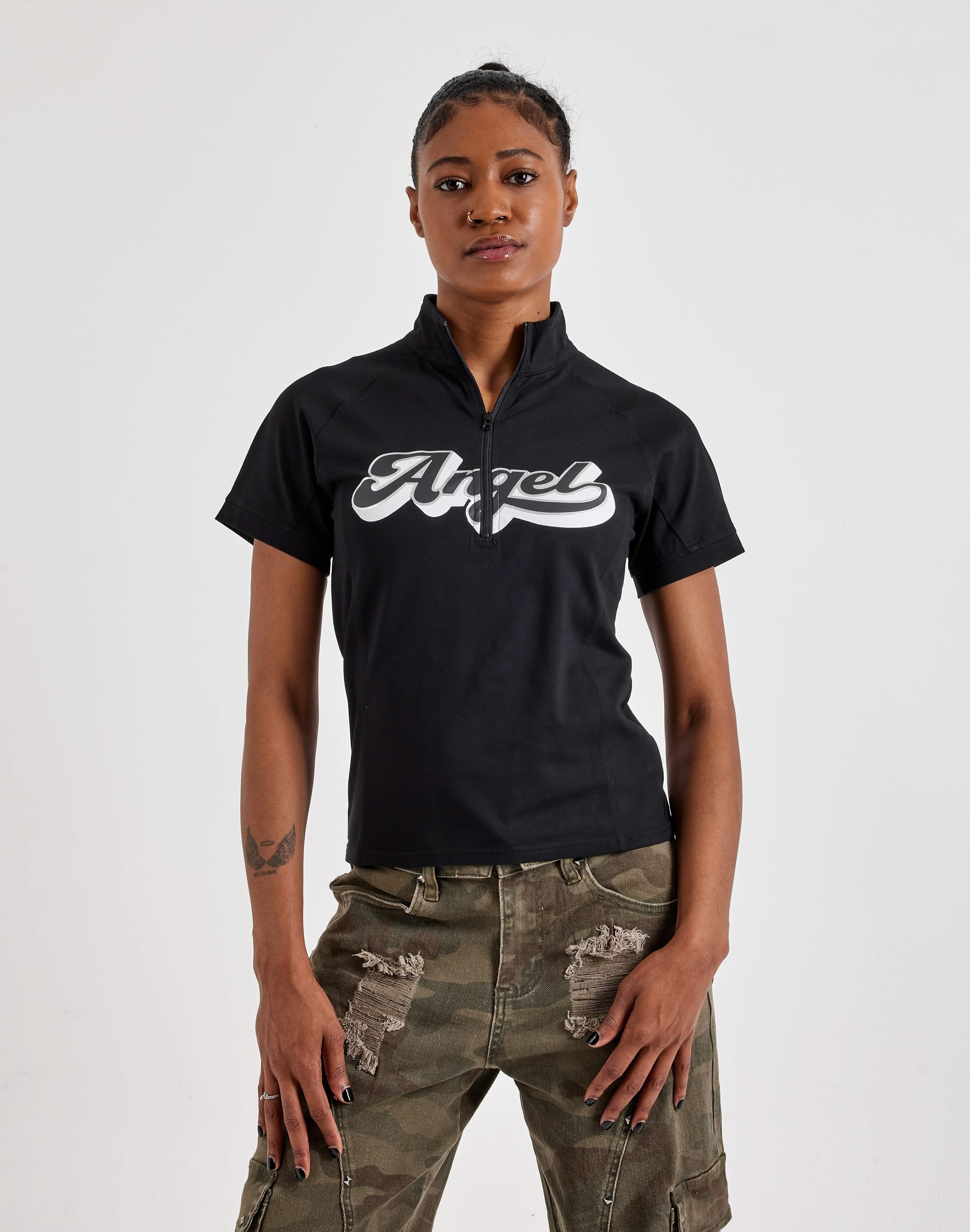Photo of Urban Nation Angel Fitted Quarter-Zip Tee