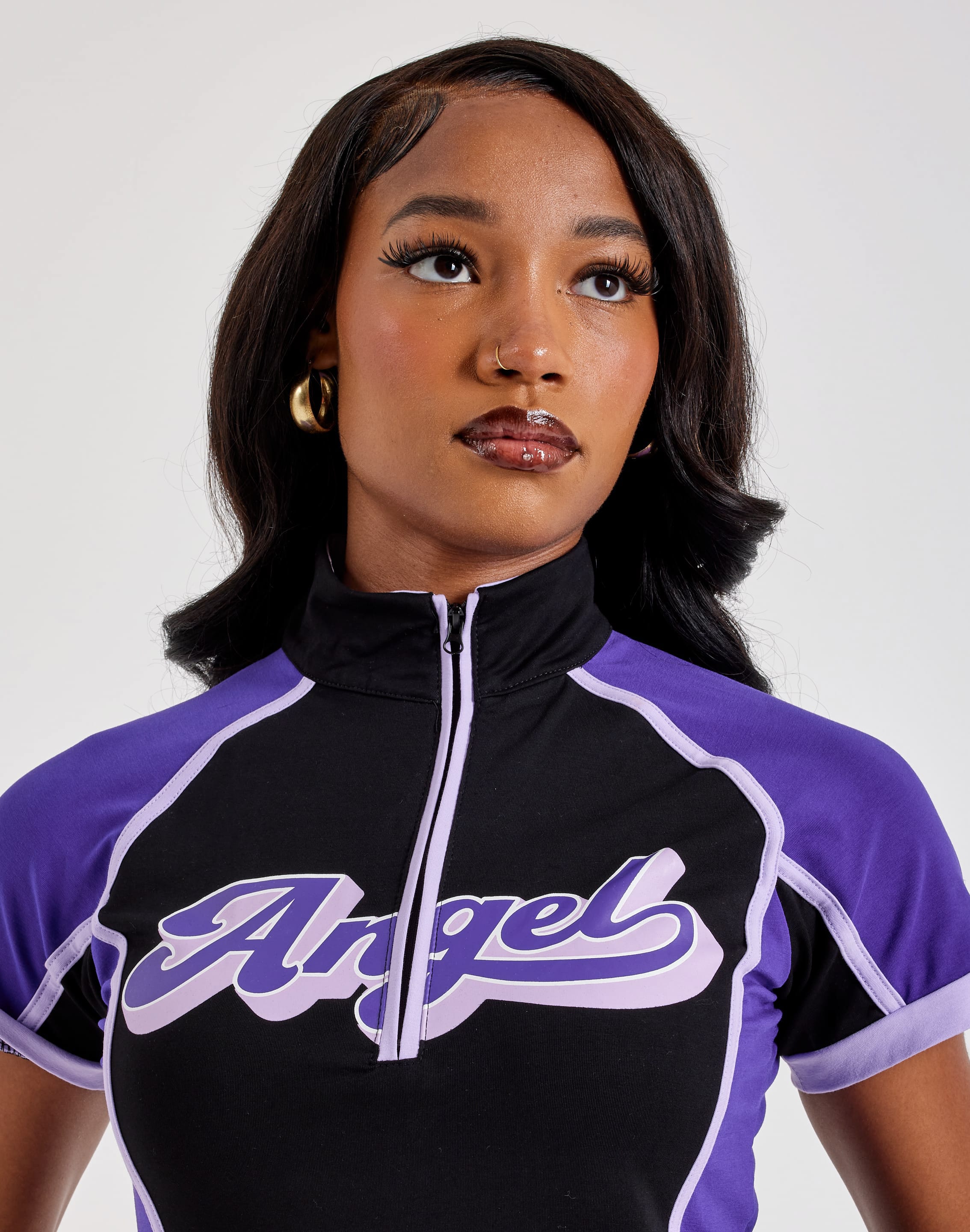 Urban Nation Angel Fitted Quarter-Zip Tee, image 2 of 4