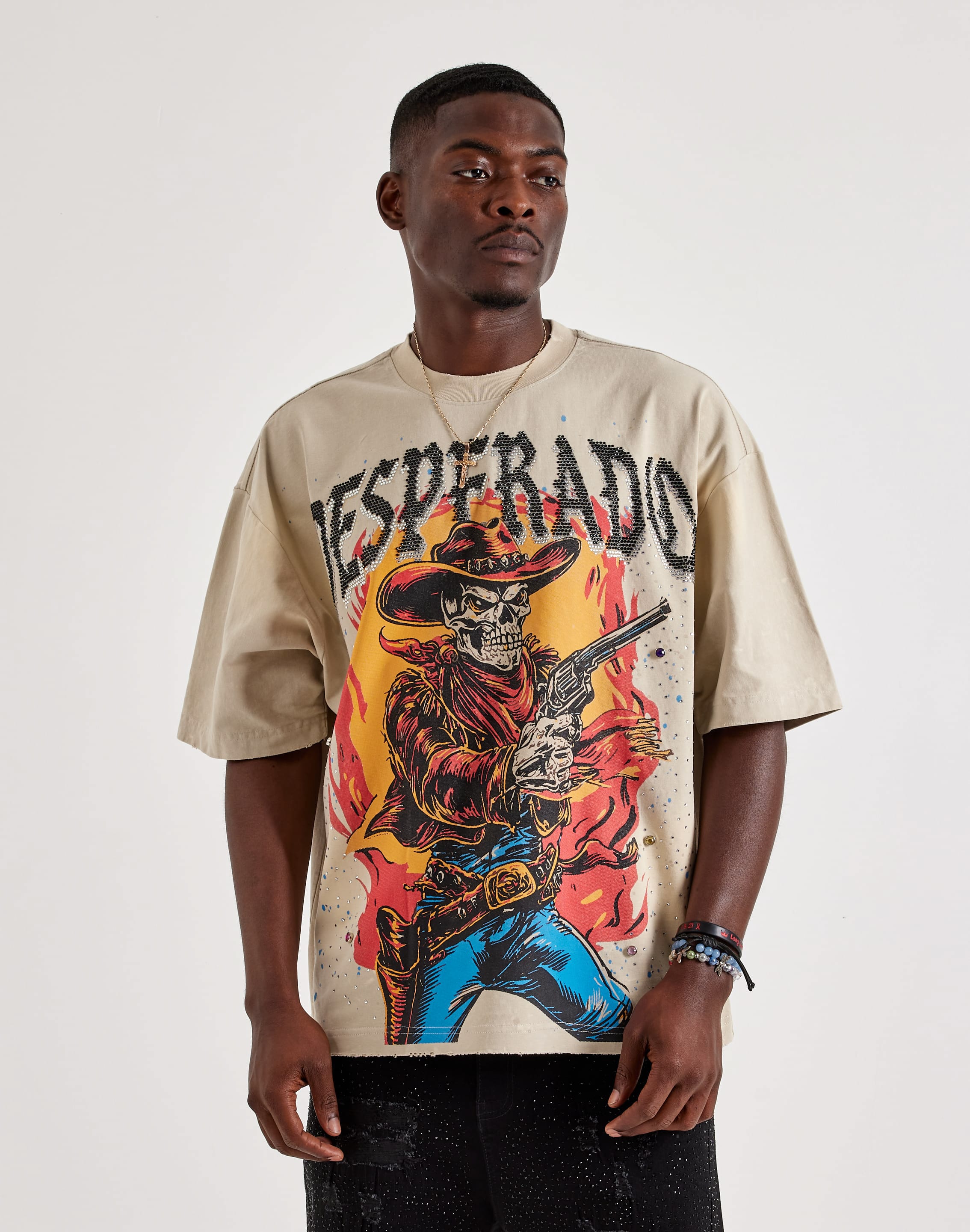 Photo of Verselli Desperado Rhinestone Graphic T-Shirt