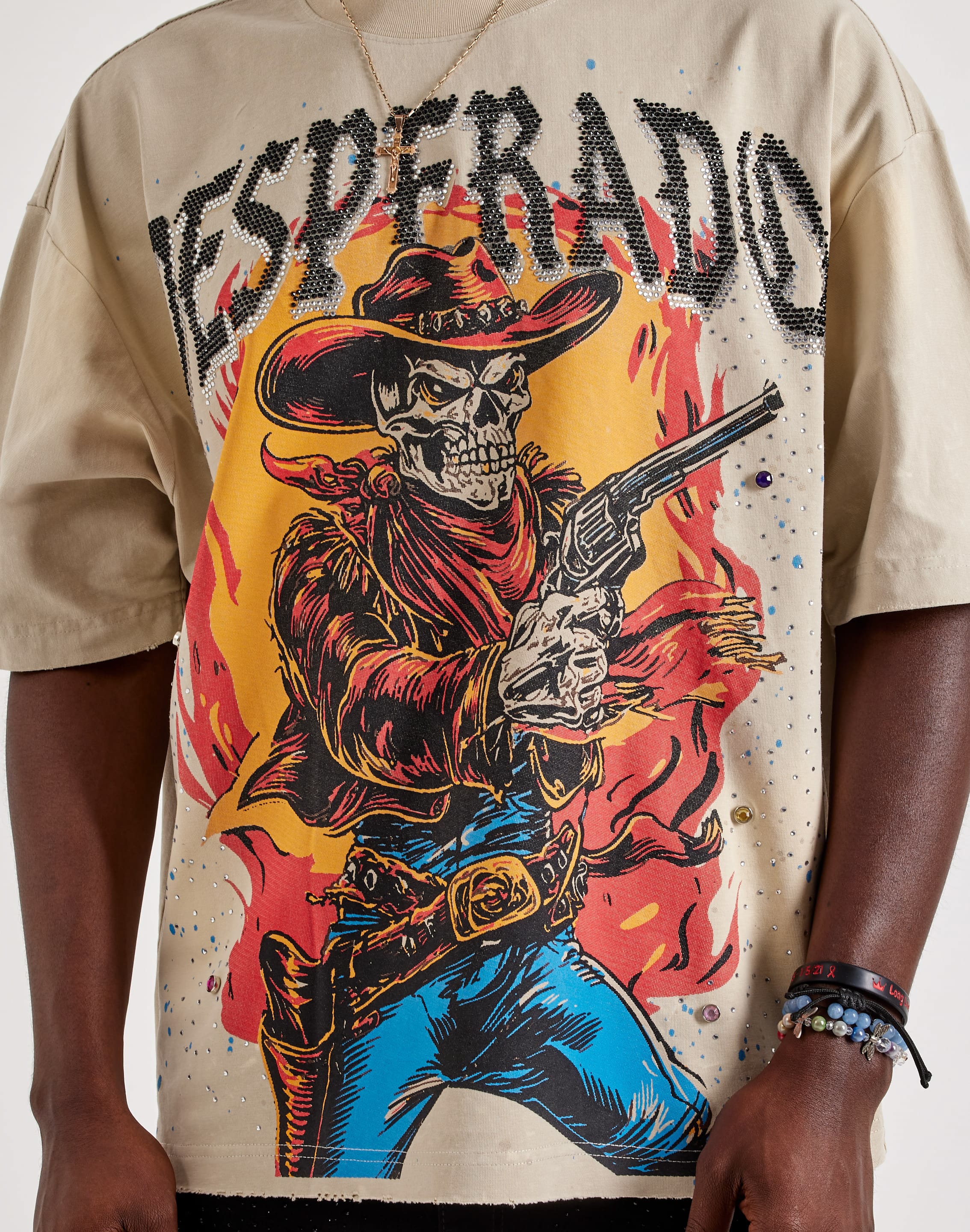 Photo of Verselli Desperado Rhinestone Graphic T-Shirt
