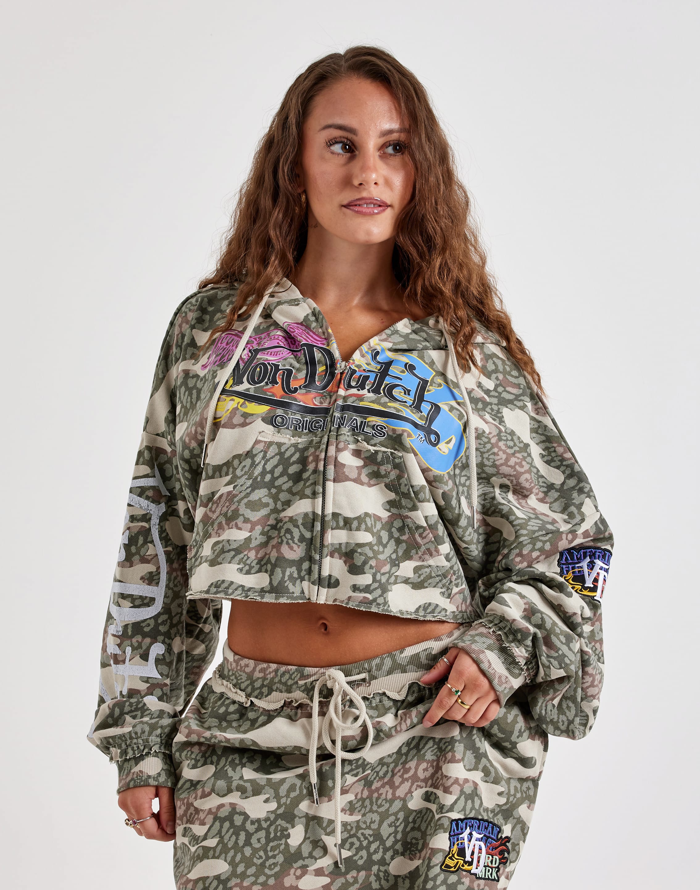 Photo of Von Dutch Cropped Full-Zip Fleece Hoodie
