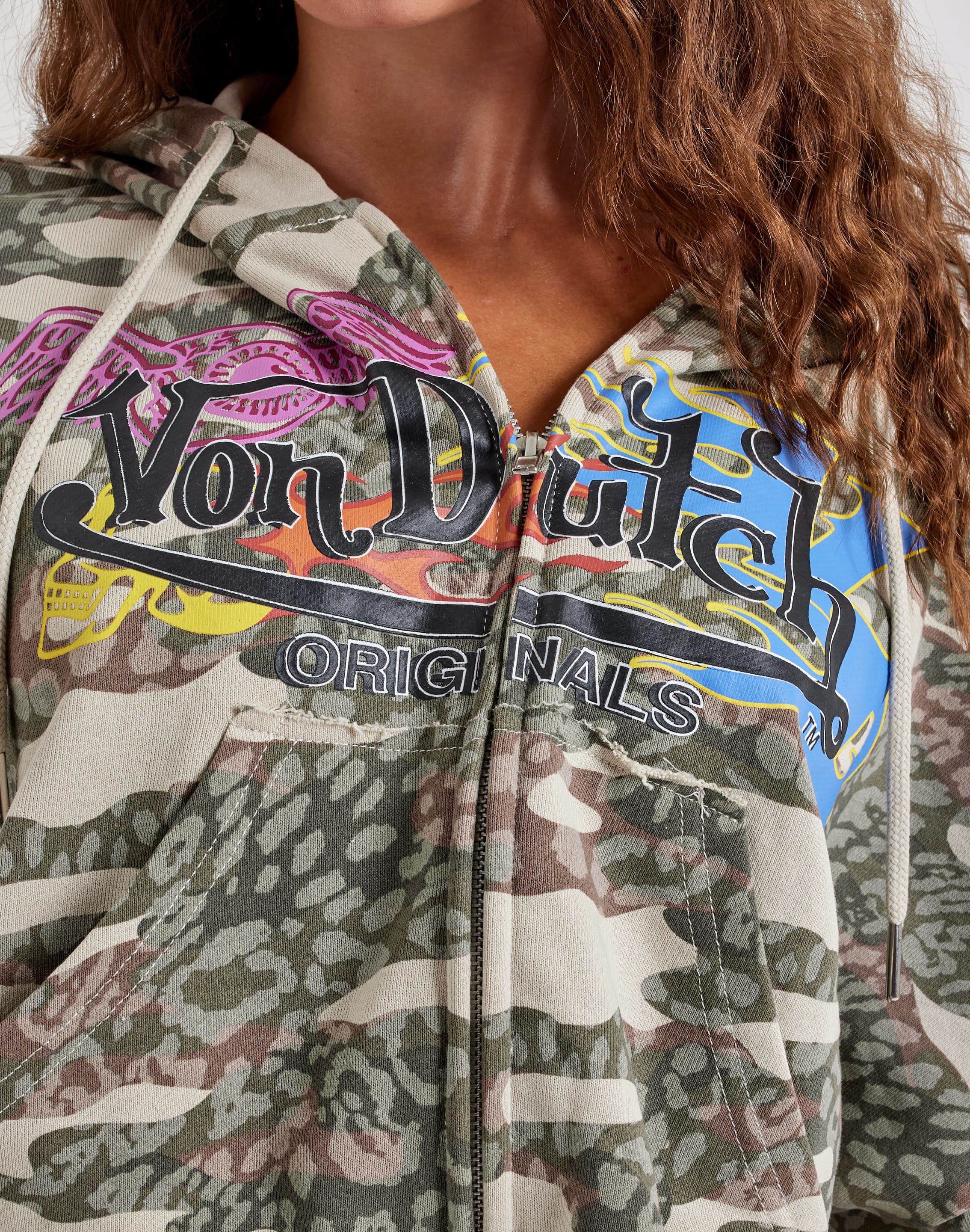 Photo of Von Dutch Cropped Full-Zip Fleece Hoodie
