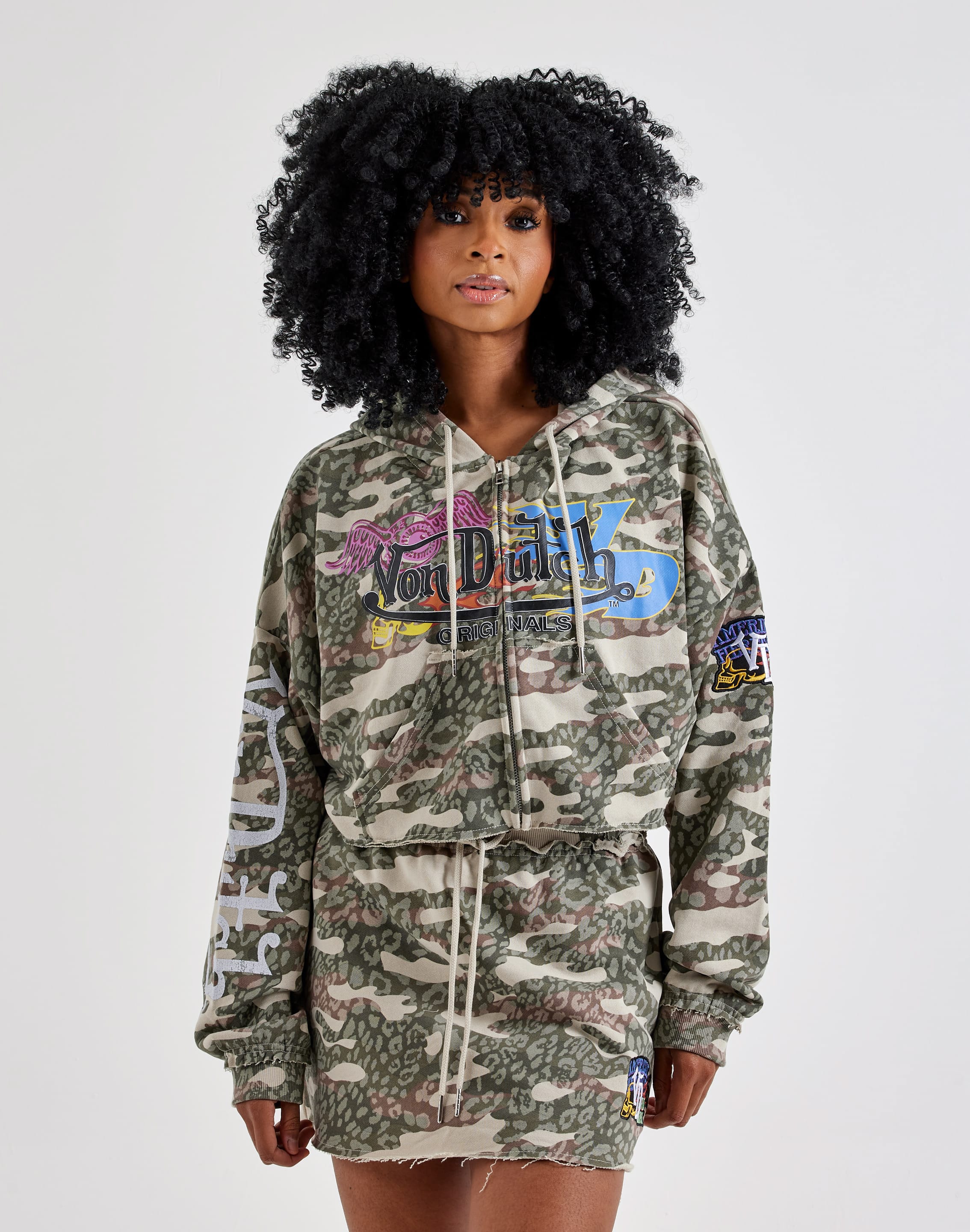 Von Dutch Cropped Full-Zip Fleece Hoodie – DTLR