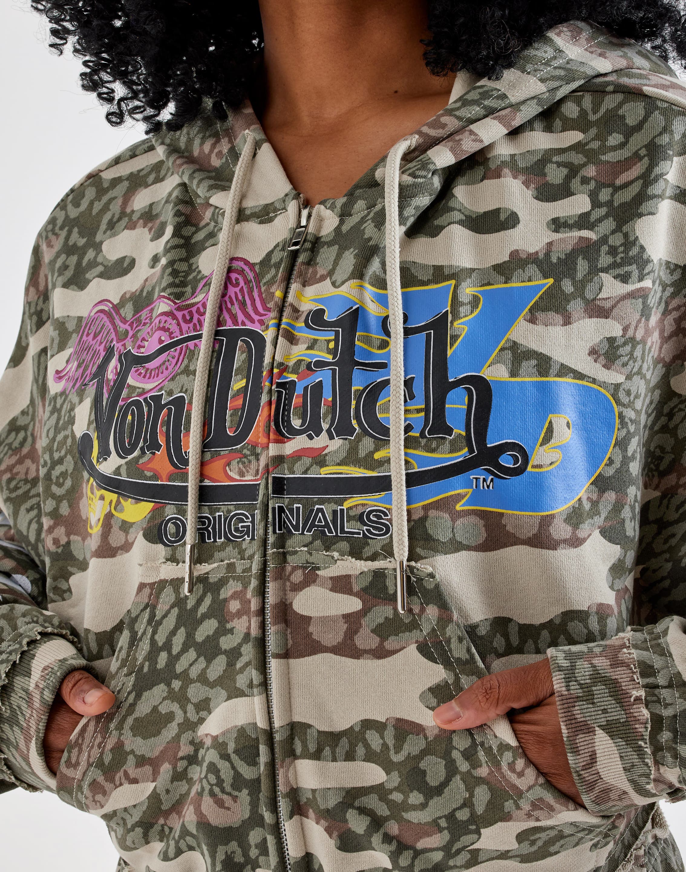 Von Dutch Cropped Full-Zip Fleece Hoodie – DTLR