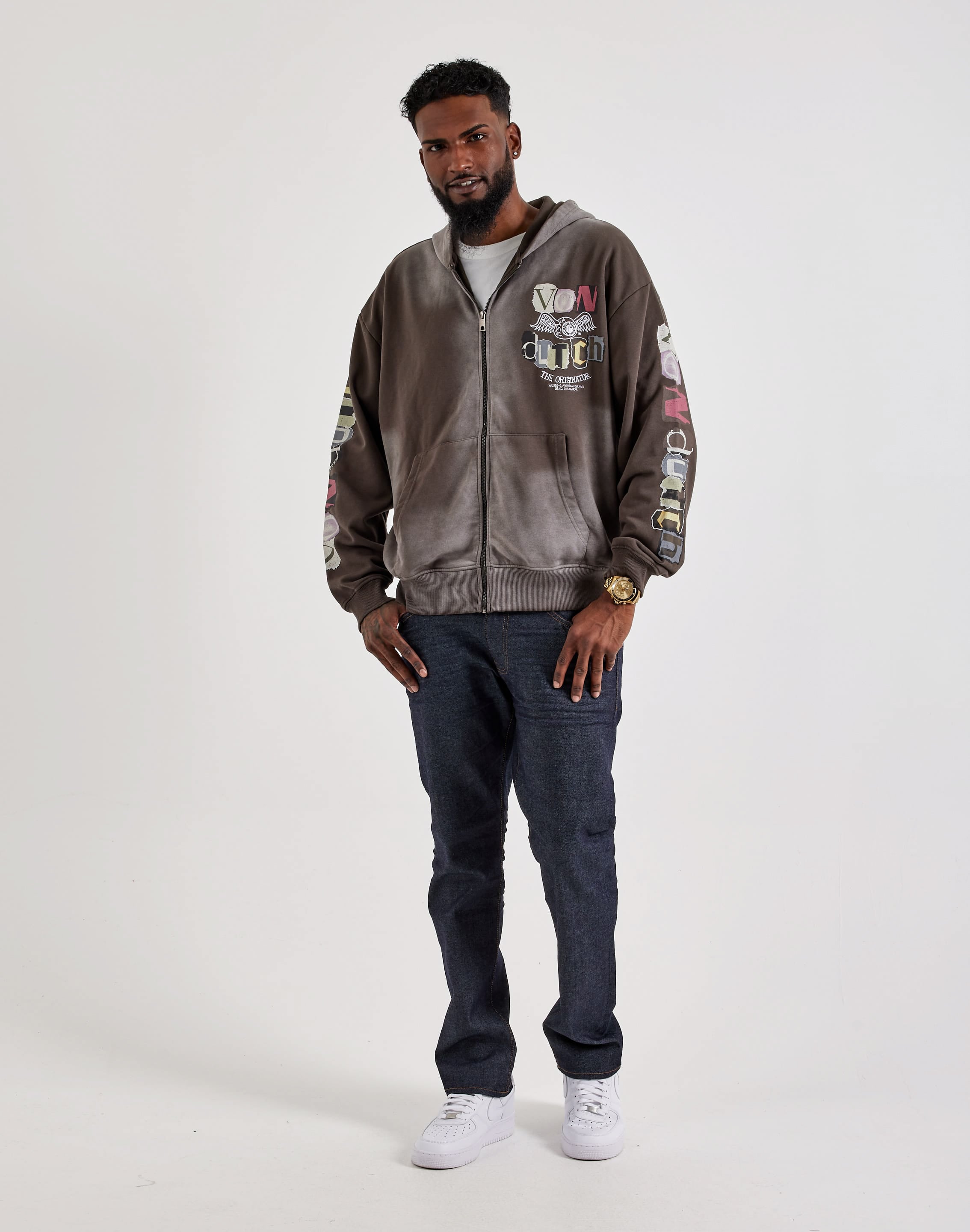Photo of Von Dutch The Originator Washed Full-Zip Fleece Hoodie