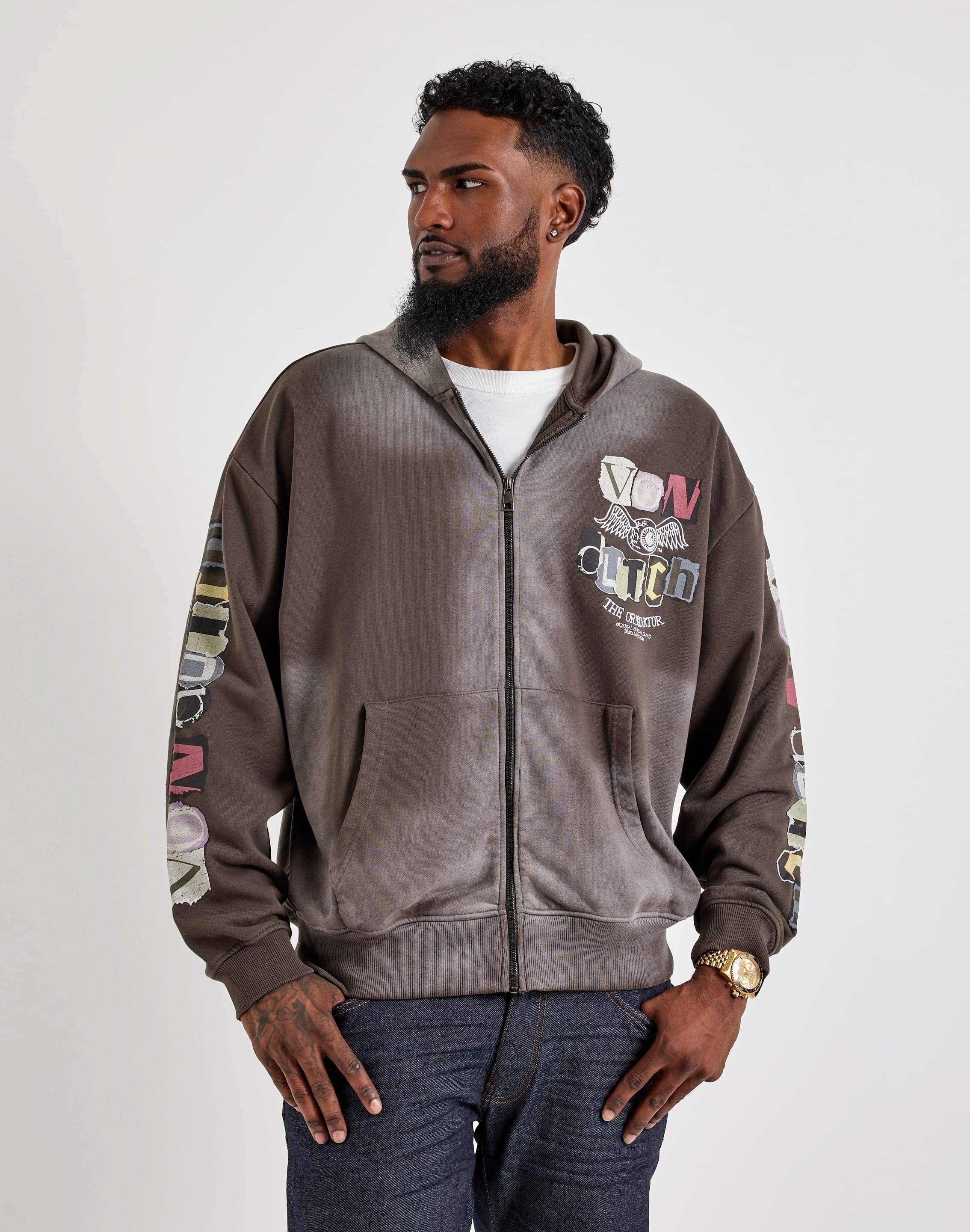 Photo of Von Dutch The Originator Washed Full-Zip Fleece Hoodie
