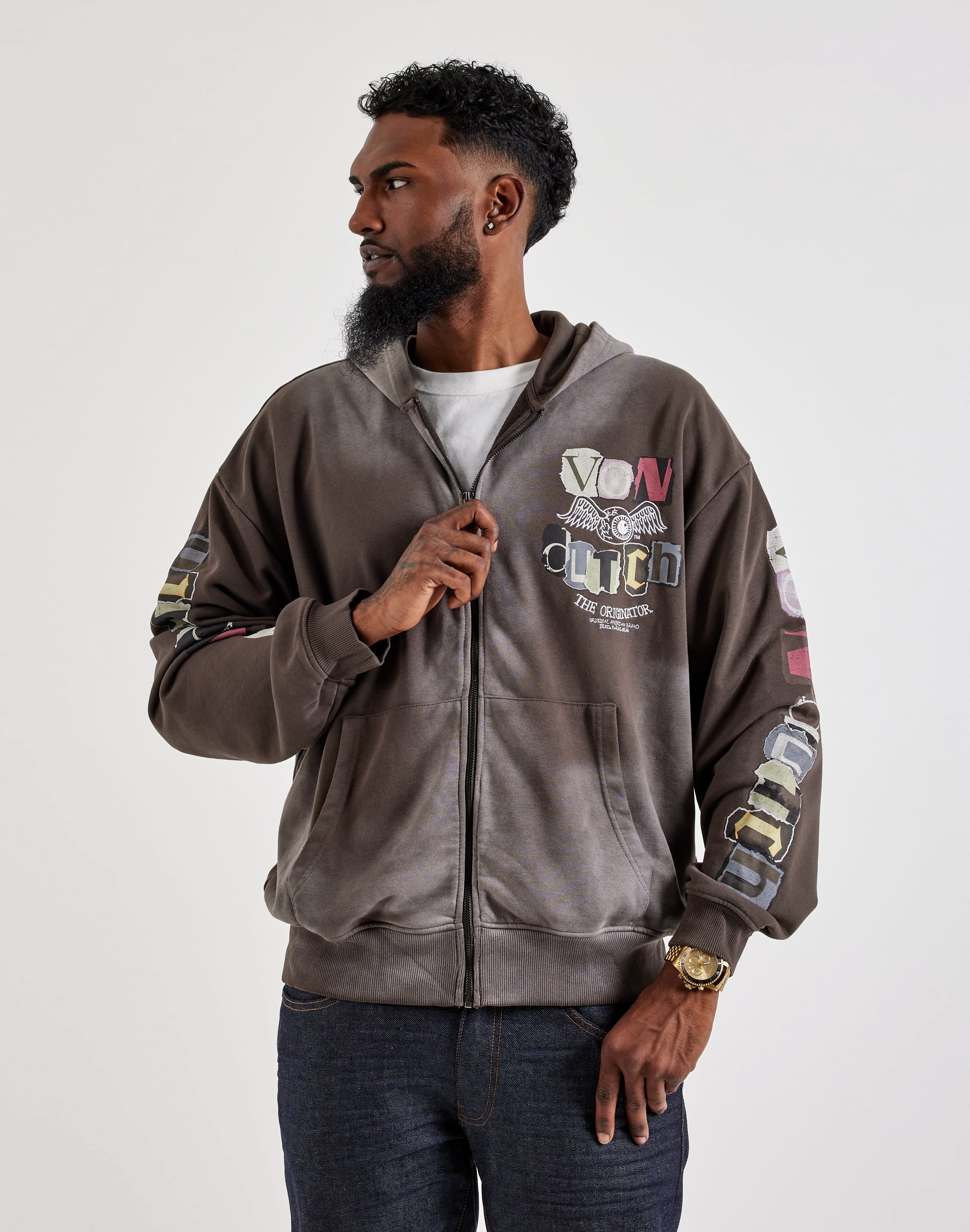 Photo of Von Dutch The Originator Washed Full-Zip Fleece Hoodie