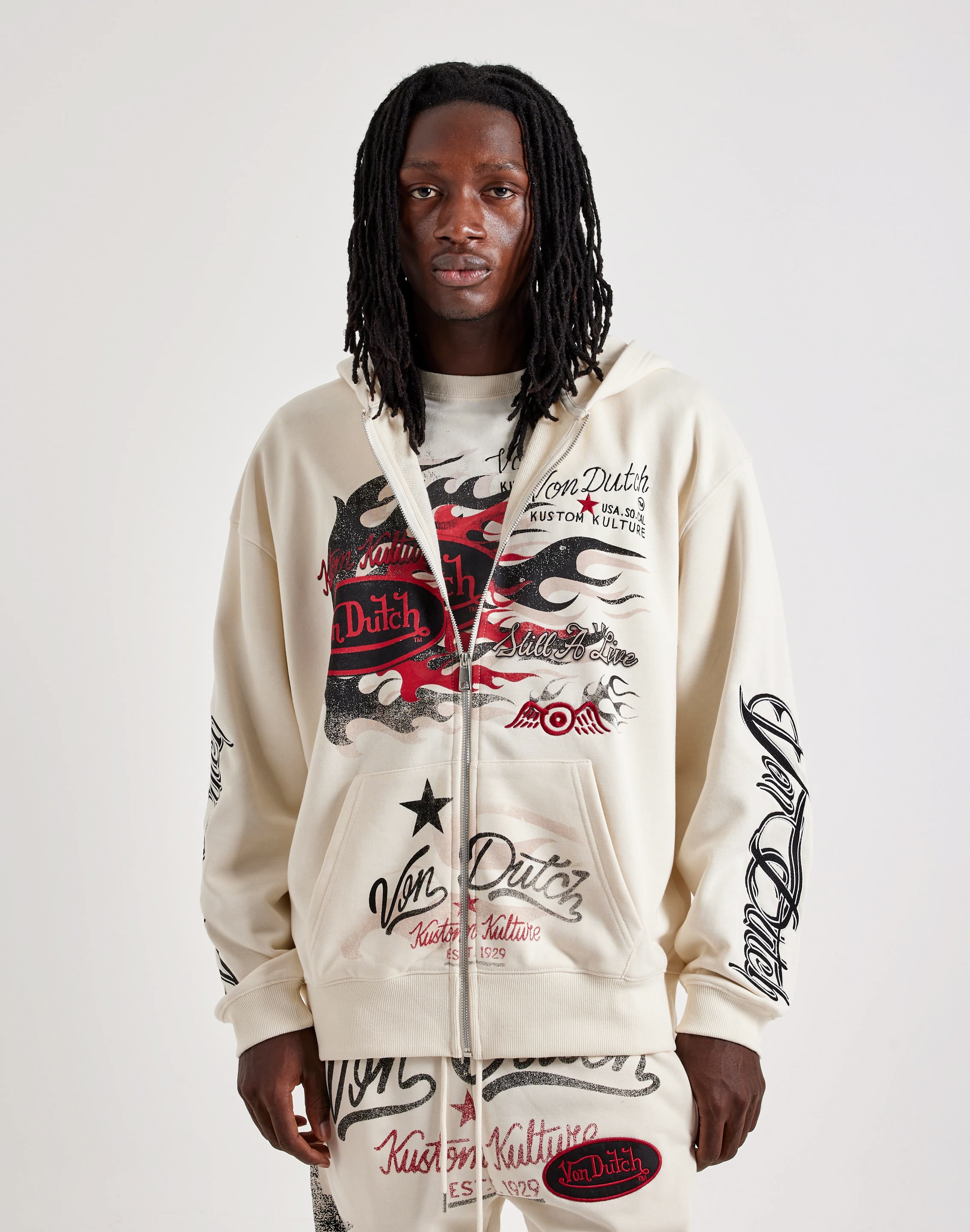 Photo of Von Dutch Flame Collage Full-Zip Fleece Hoodie