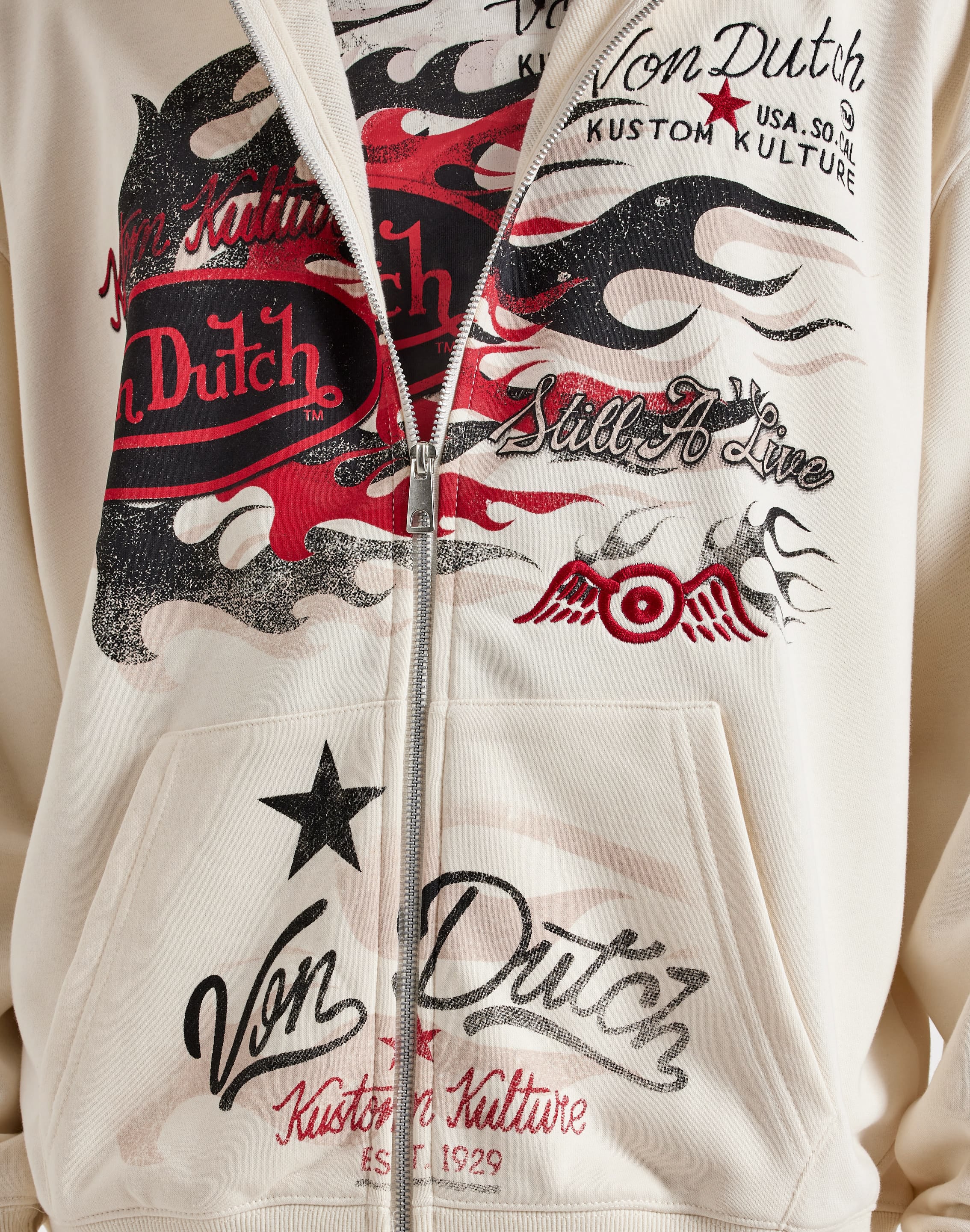 Photo of Von Dutch Flame Collage Full-Zip Fleece Hoodie