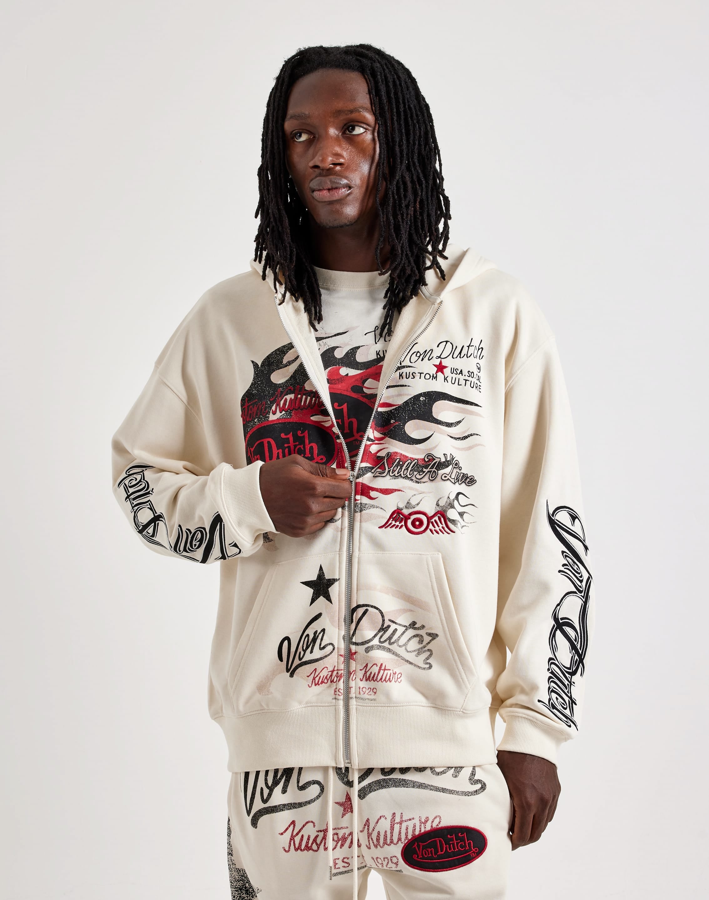 Photo of Von Dutch Flame Collage Full-Zip Fleece Hoodie