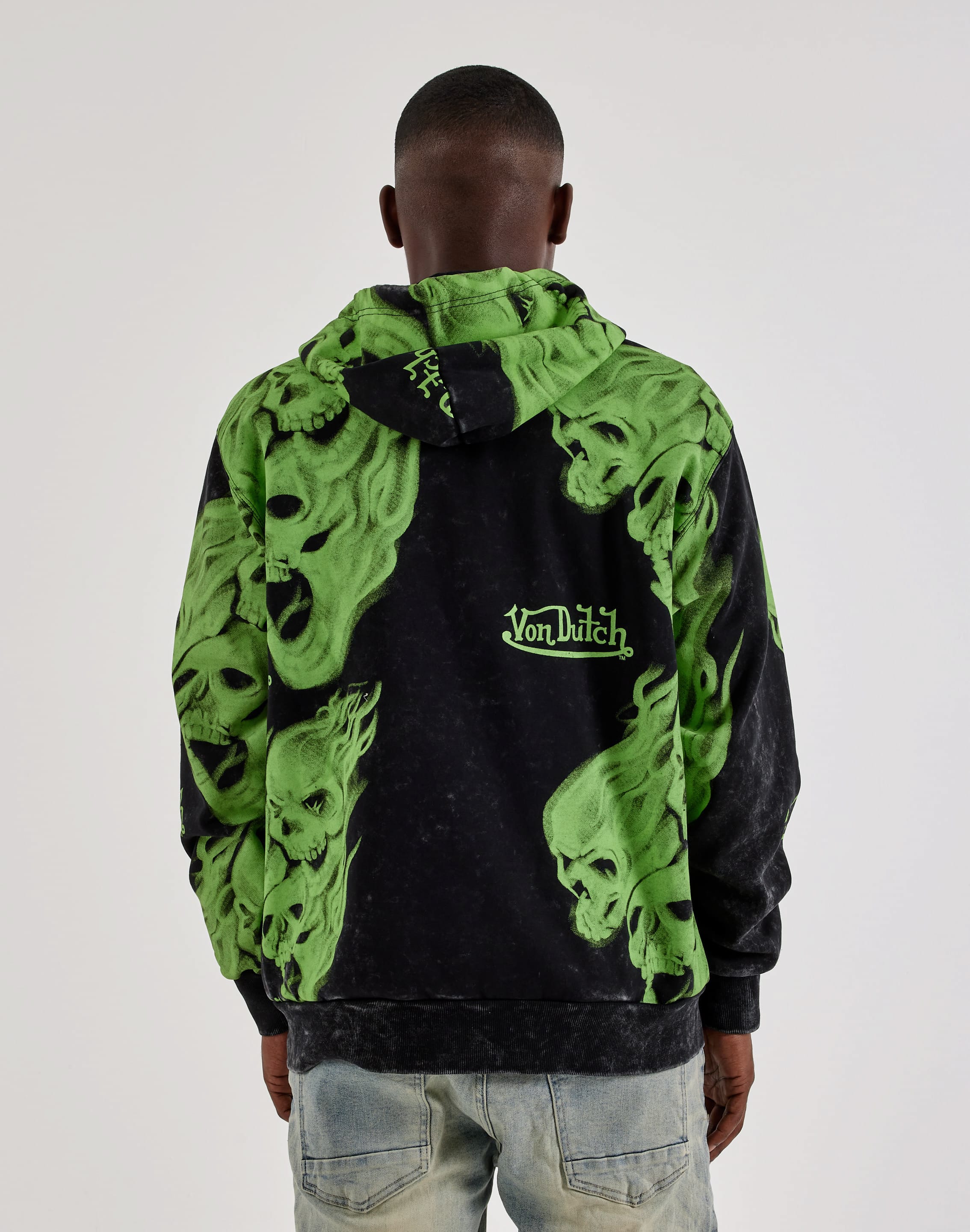 Von Dutch Ghost Flames Allover Print Full-Zip Fleece Hoodie, image 3 of 4