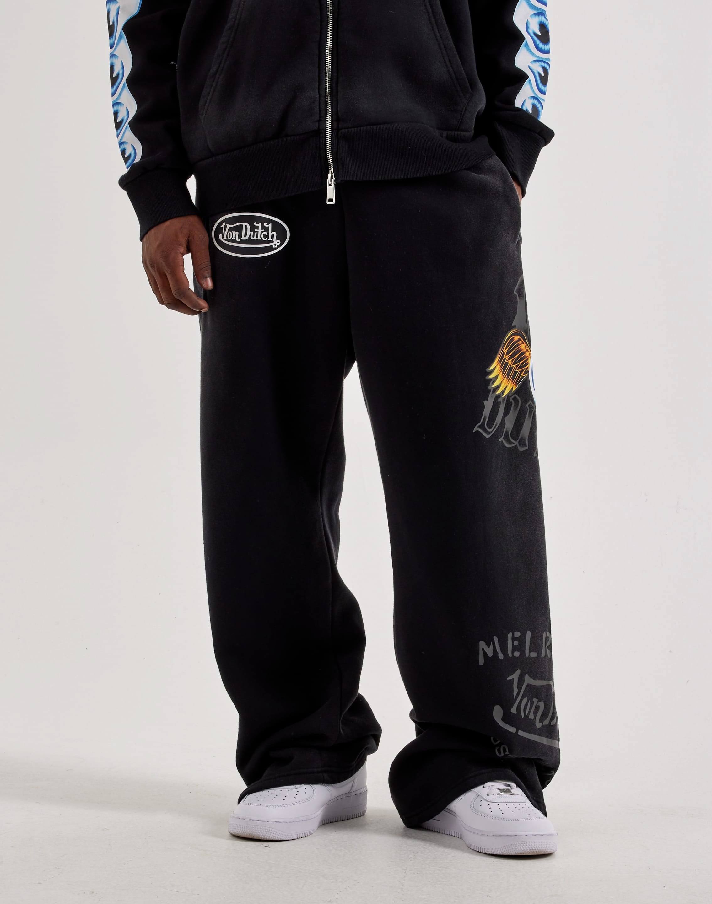 Von Dutch Eyeball Stack Fleece Sweatpants, image 1 of 4