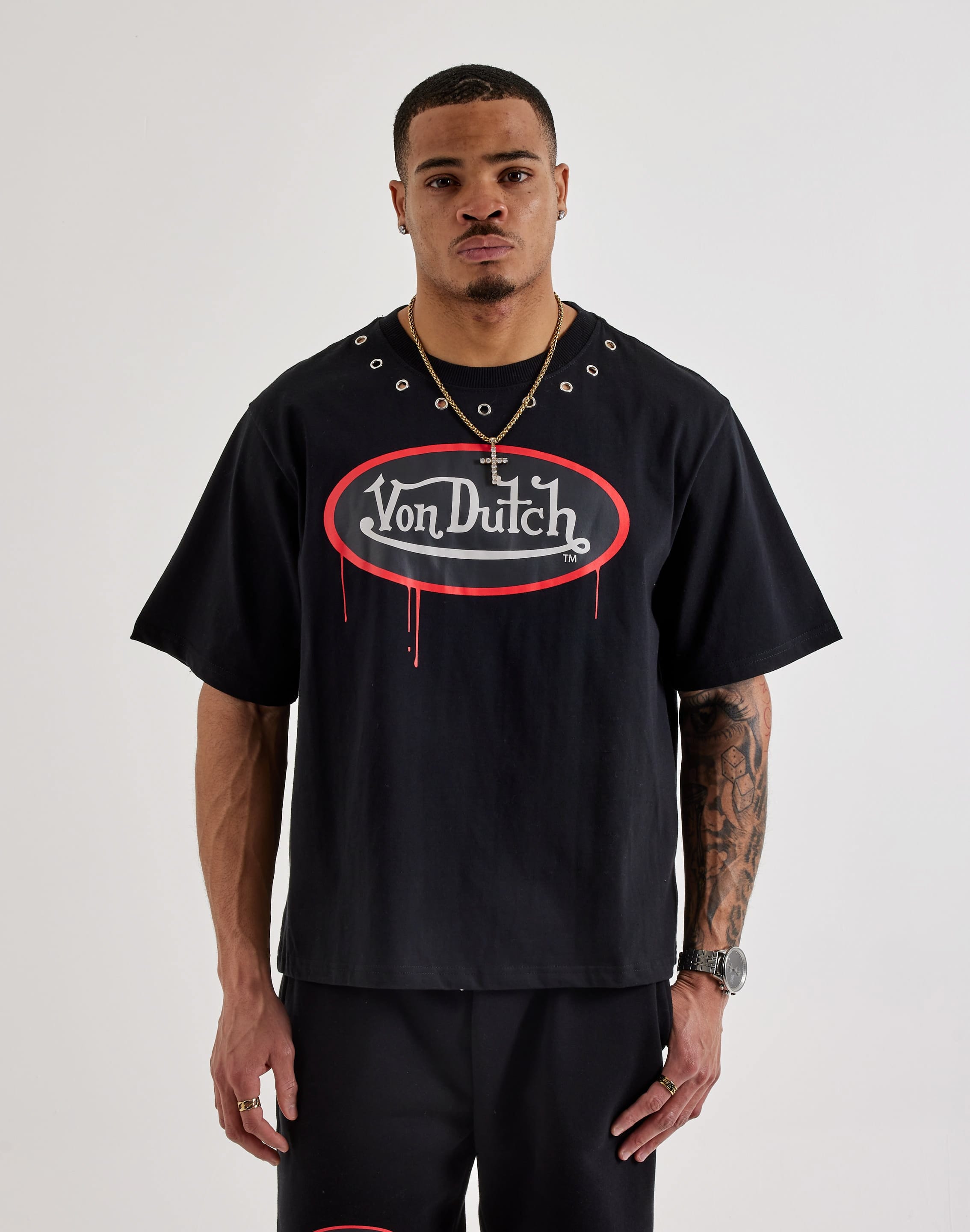 Photo of Von Dutch Drip Logo Grommet Tee