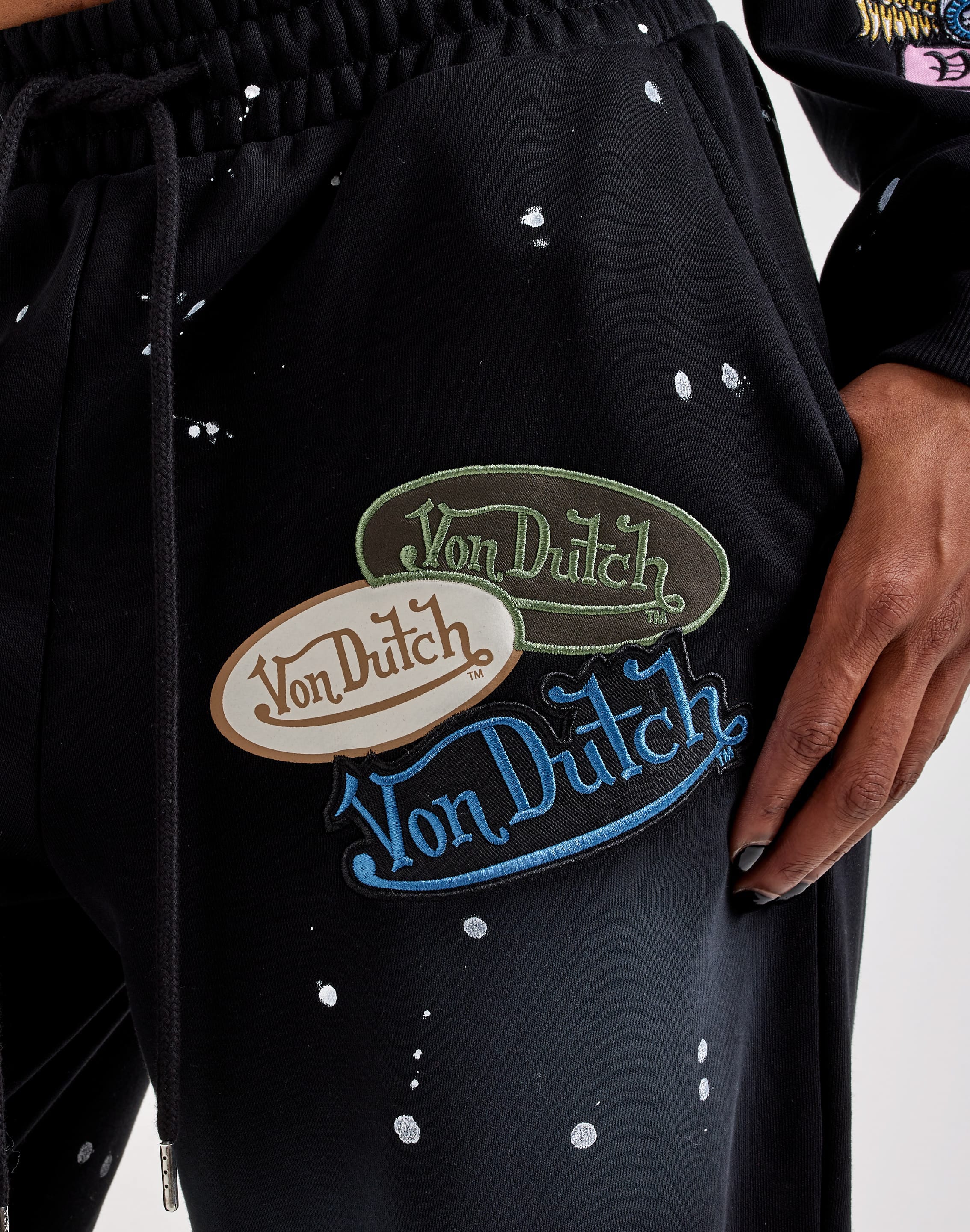 Photo of Von Dutch Paint Splatter Patch Fleece Pants