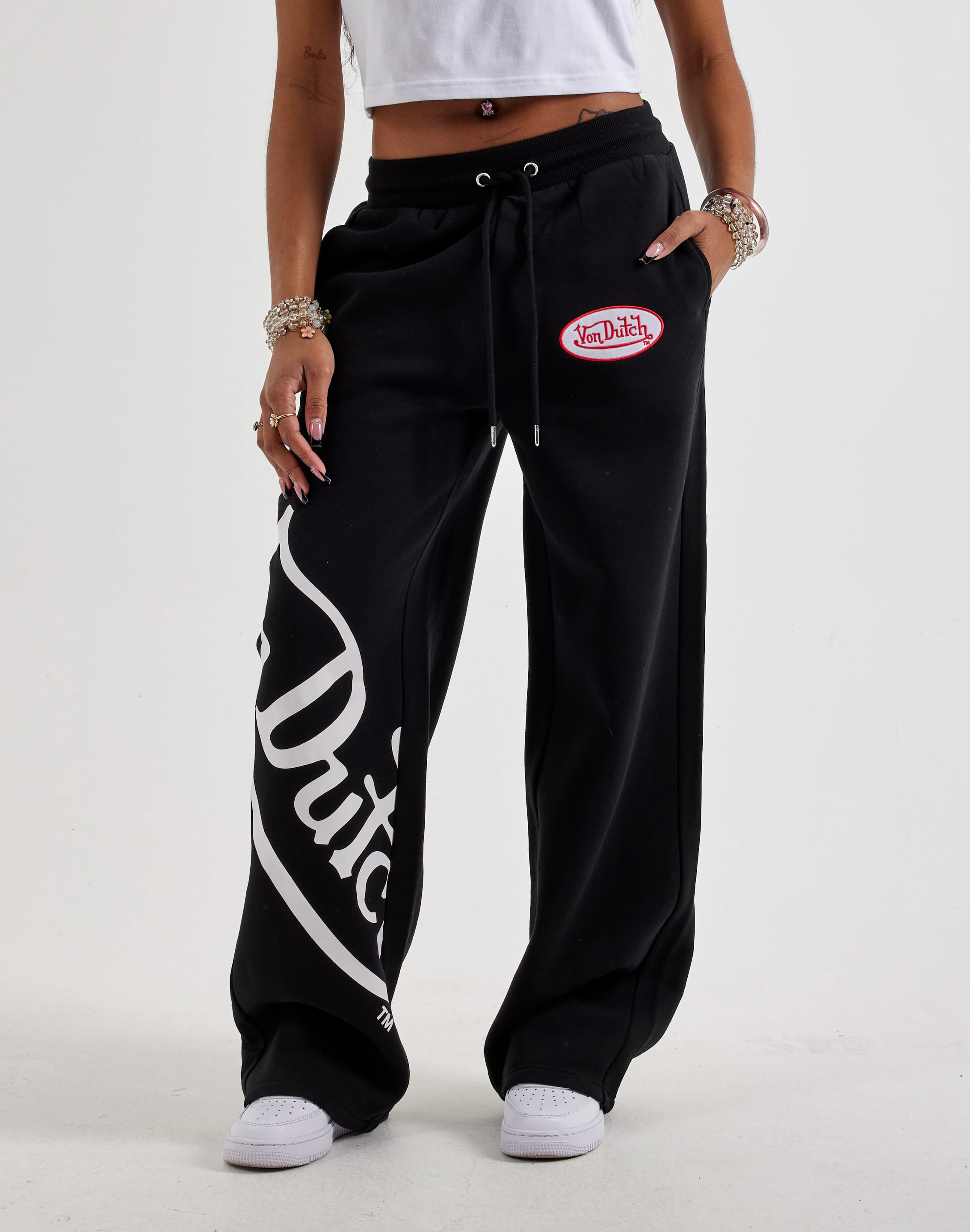Von Dutch Wide Leg Fleece Joggers, image 1 of 4
