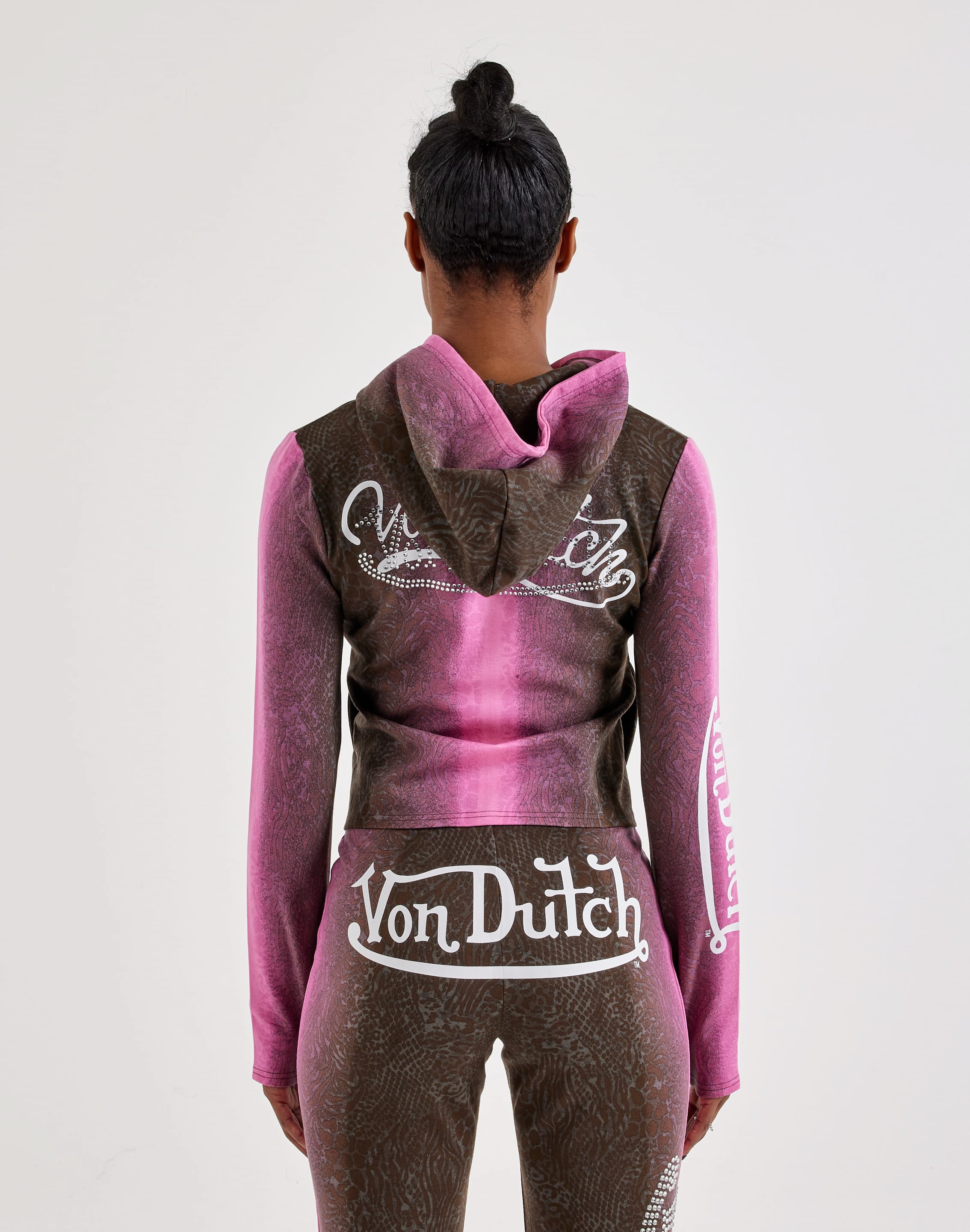 Photo of Von Dutch Allover Print Fitted Full-Zip Fleece Hoodie
