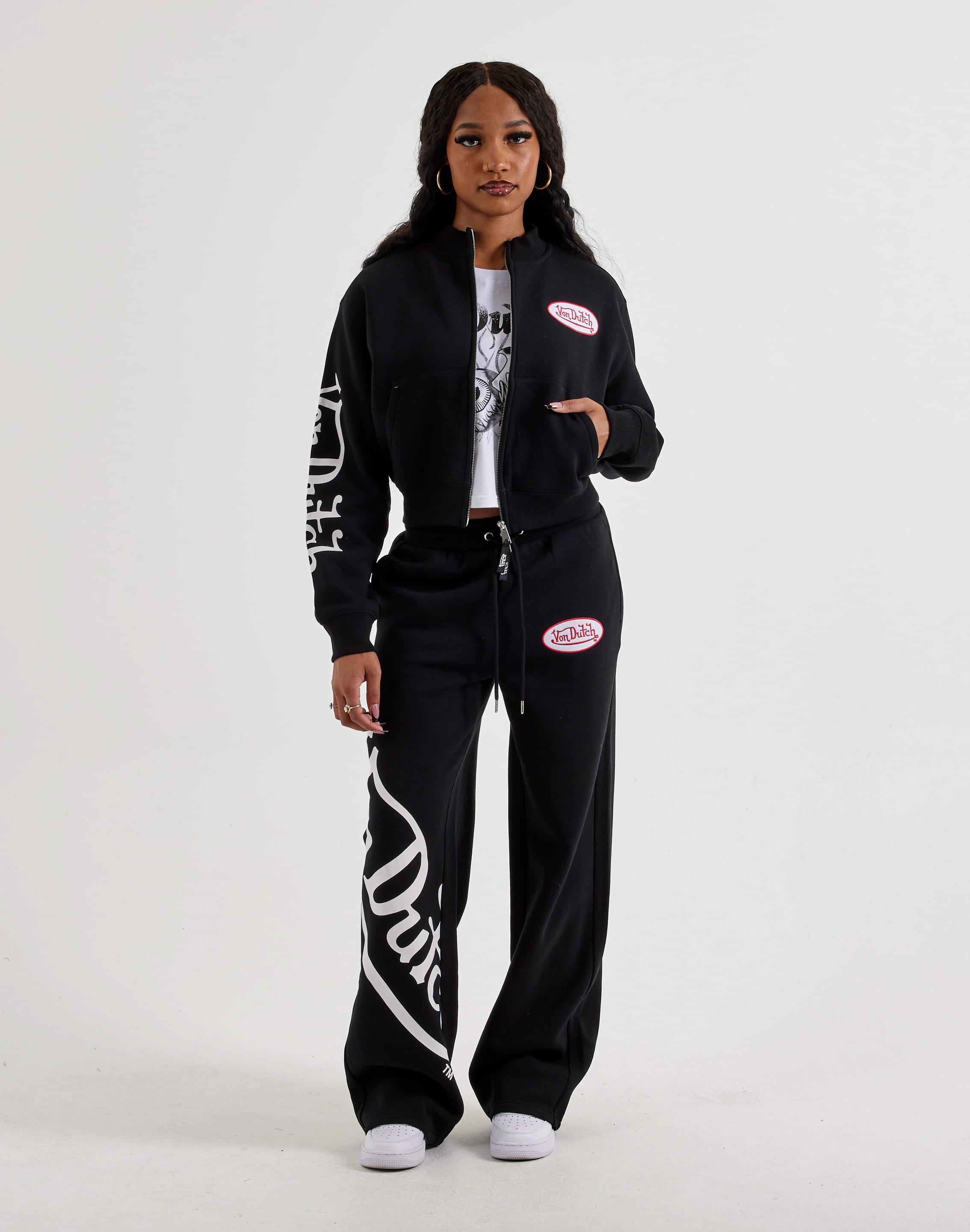 Von Dutch Cropped Mockneck Full-Zip Fleece Sweatshirt, image 4 of 4