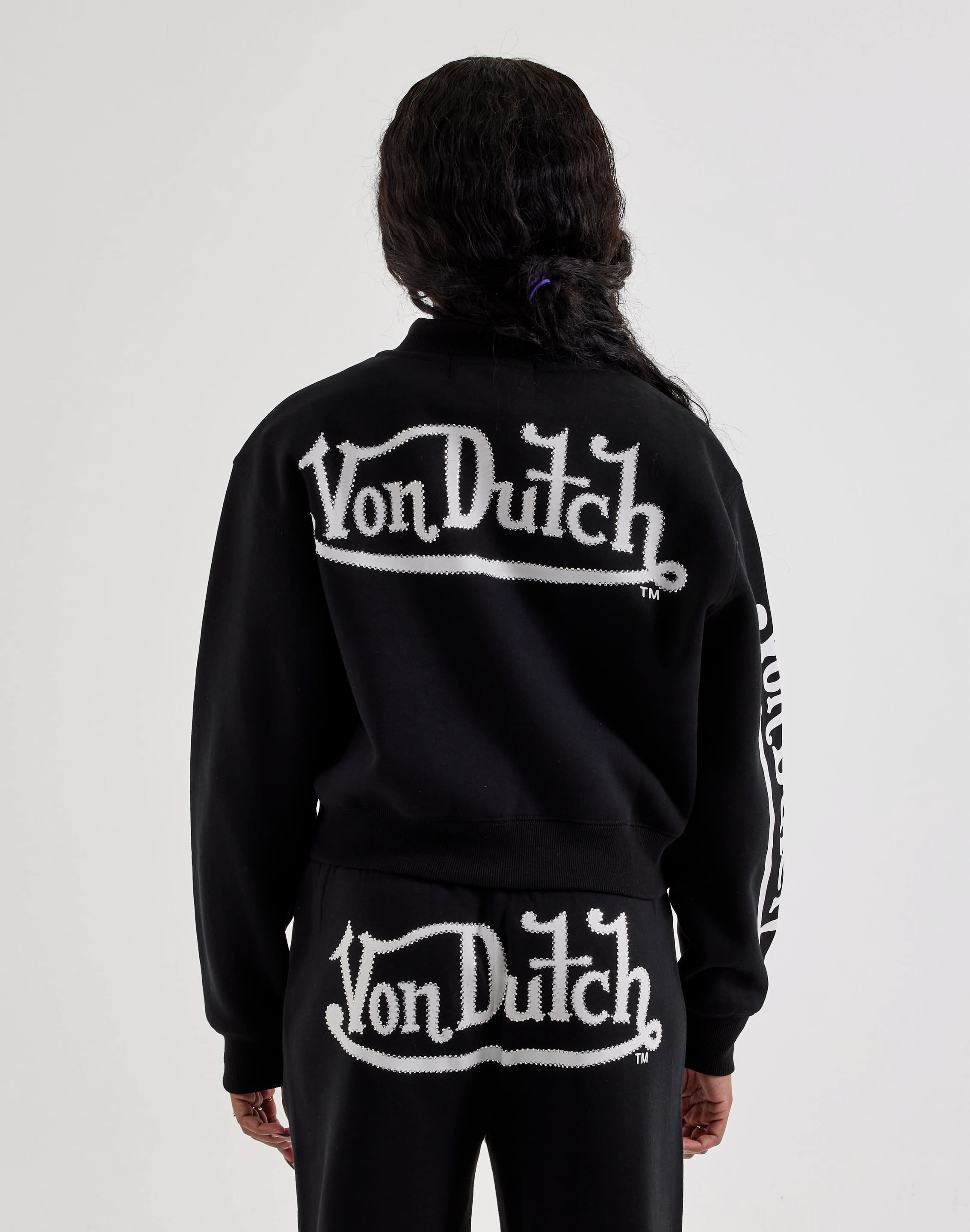 Von Dutch Cropped Mockneck Full-Zip Fleece Sweatshirt, image 2 of 4
