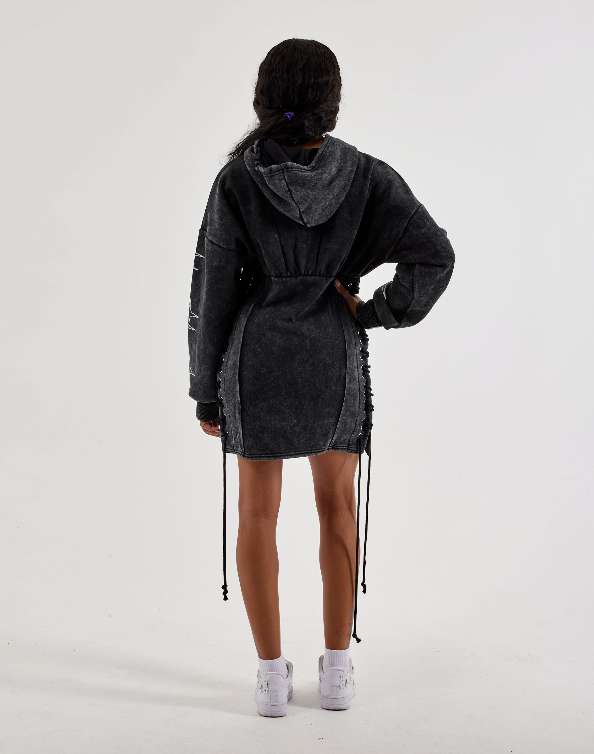 Von Dutch Lace-Up Fleece Hoodie Dress, image 4 of 4