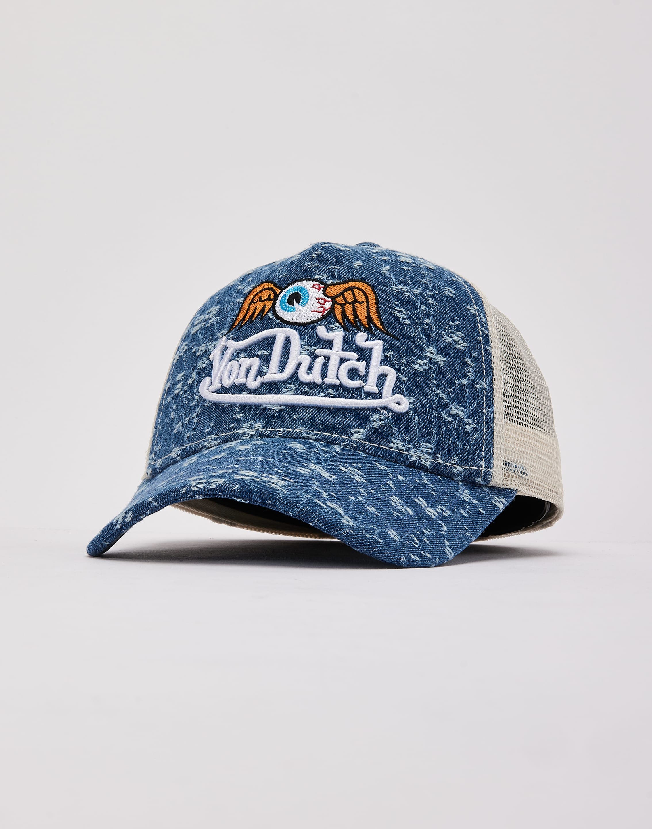 Photo of Von Dutch Miller Distressed Denim Trucker Hat