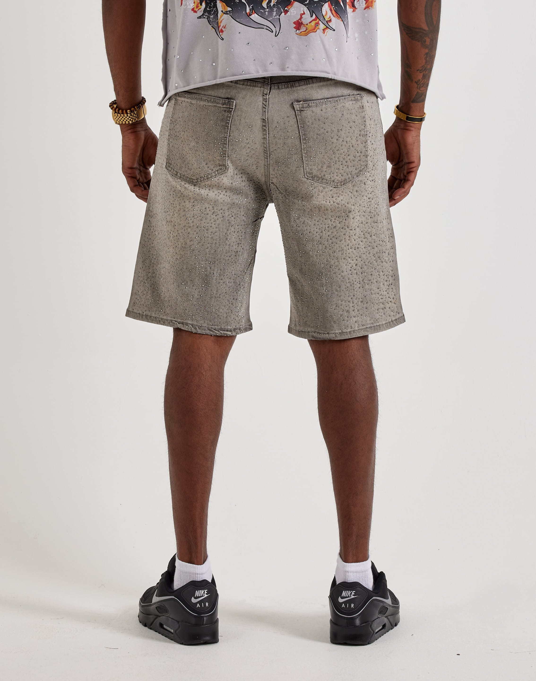 Photo of WAIMEA Distressed Rhinestone Denim Shorts